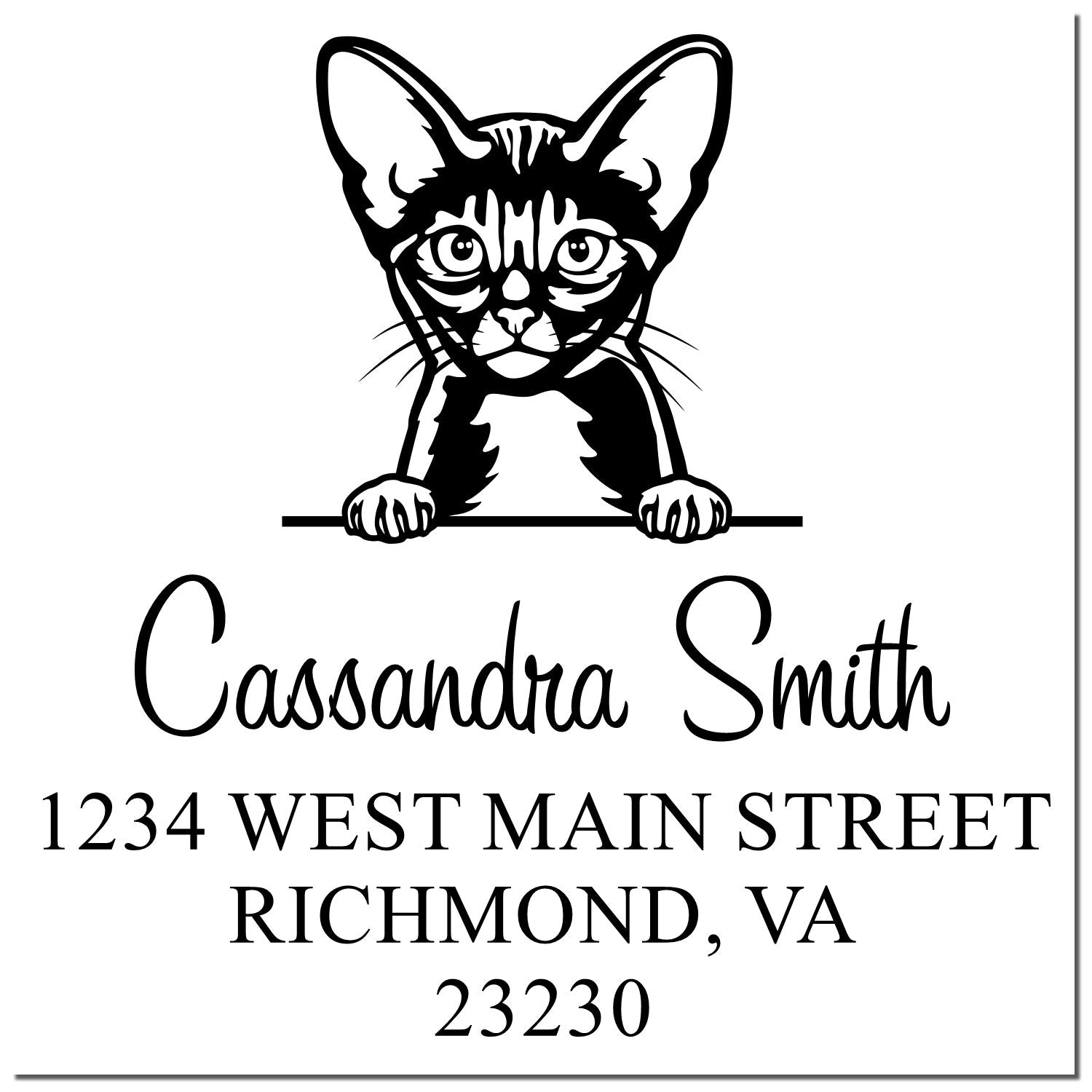 Pre-Inked Abyssinian Cat Customized Round Address Stamps Stamp - Engineer Seal Stamps