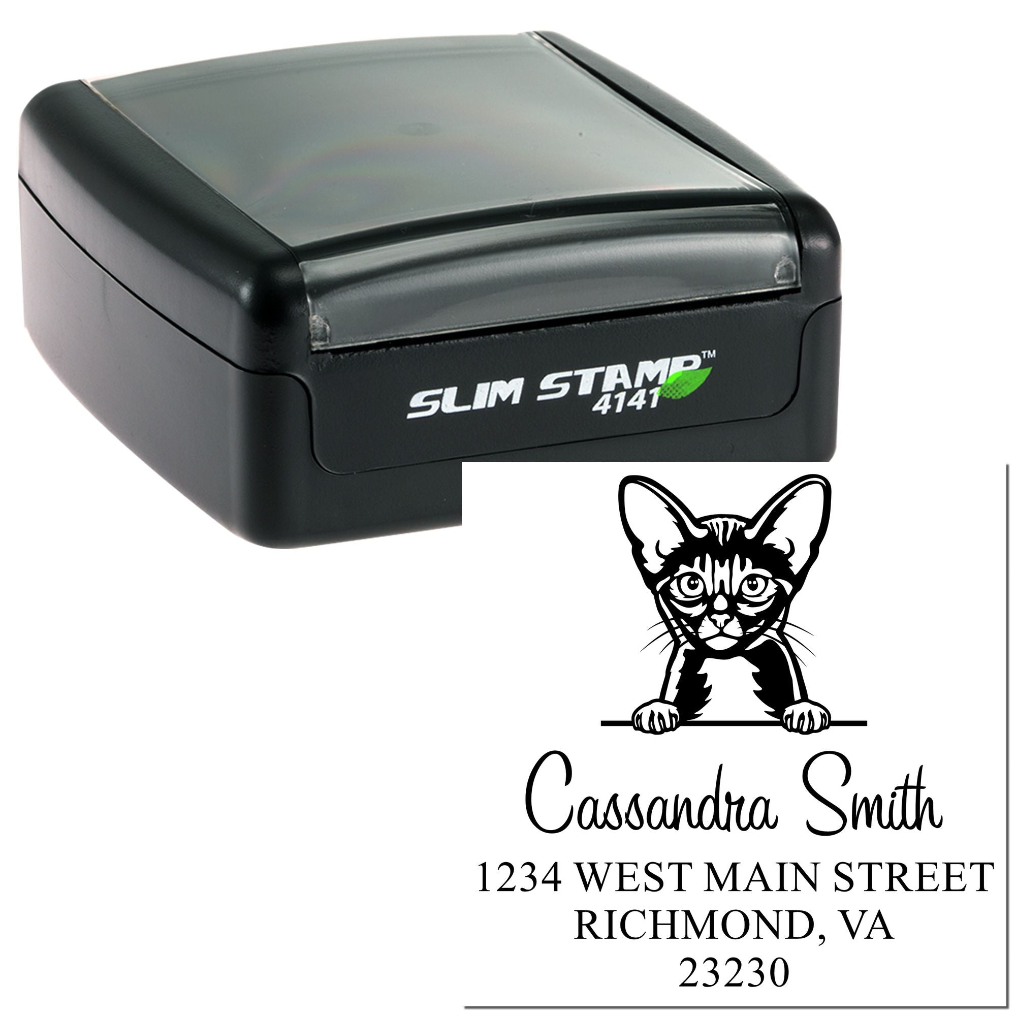 Abyssinian Cat Custom Made Return Address Stamp - Engineer Seal Stamps