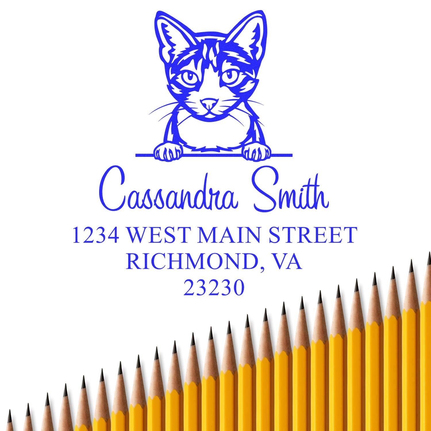Wood Handle Aegean Cat Address Stamps Personalized Stamp