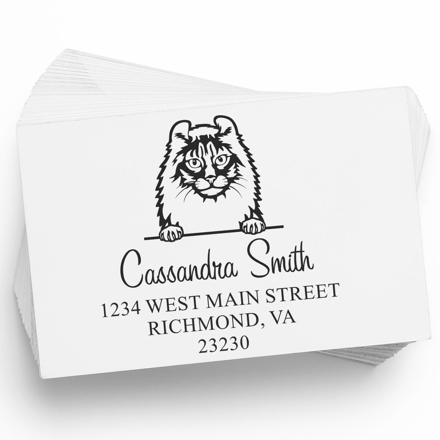 Wood Handle American Curl Cat Personalized Stamp - Engineer Seal Stamps