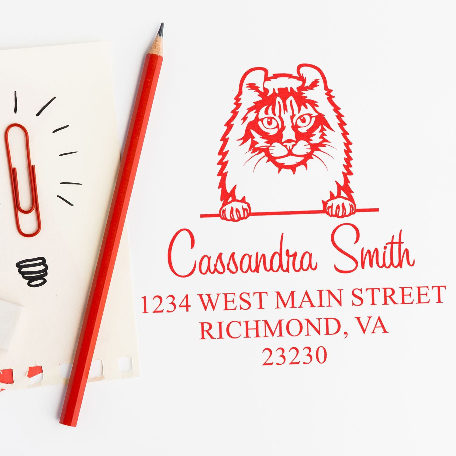 Wood Handle American Curl Cat Personalized Stamp - Engineer Seal Stamps