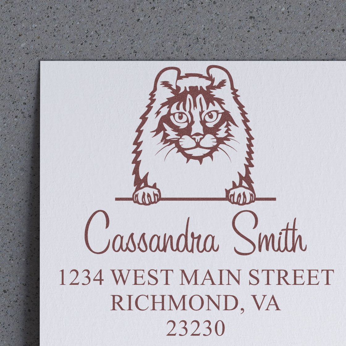 Pre-Inked American Curl Cat Personalized Address Stamp - Engineer Seal Stamps