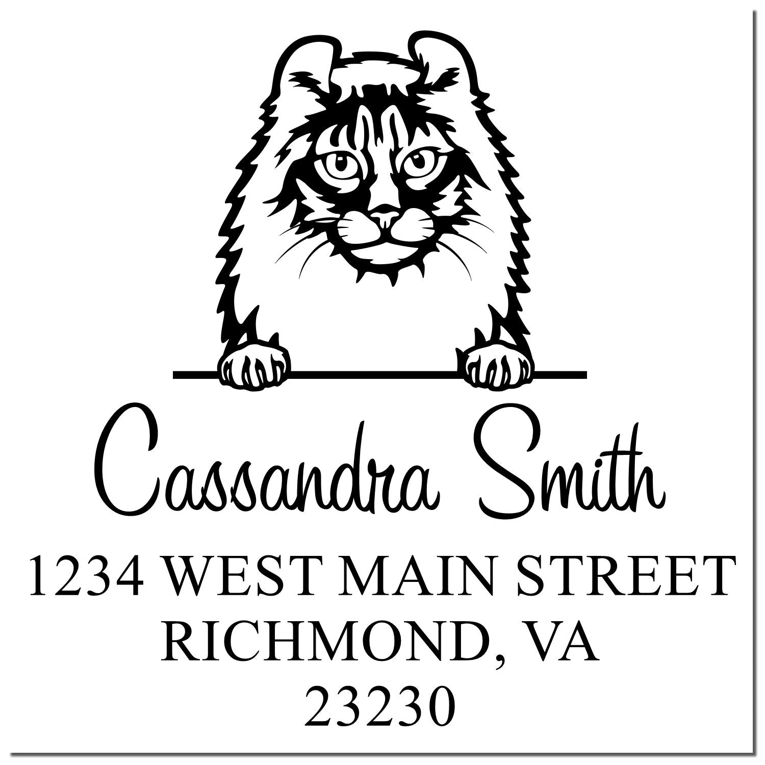American Curl Cat Custom Made Return Stamp - Engineer Seal Stamps