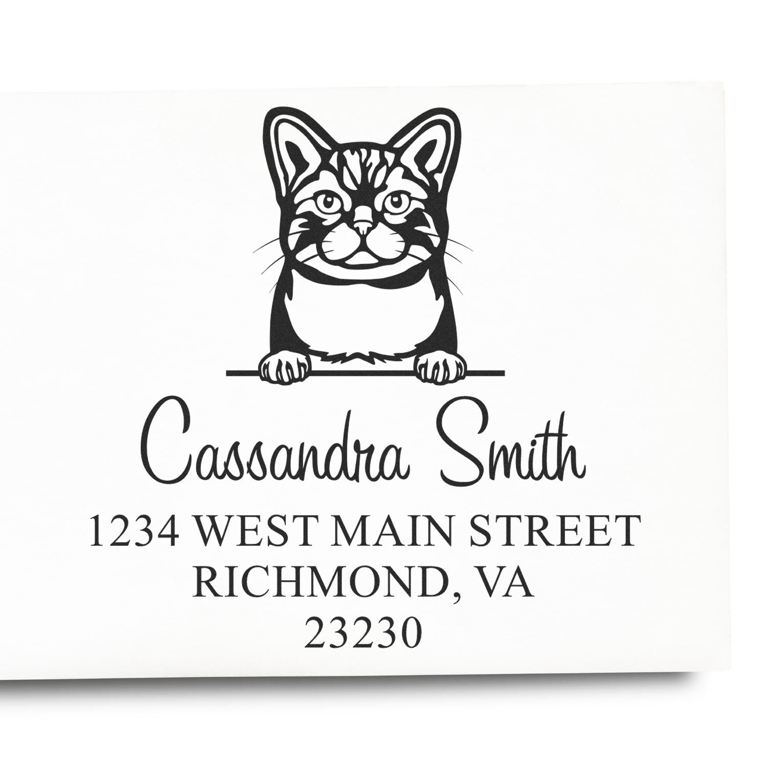 Wood Handle American Wirehair Cat Return Address Personalized Stamp - Engineer Seal Stamps