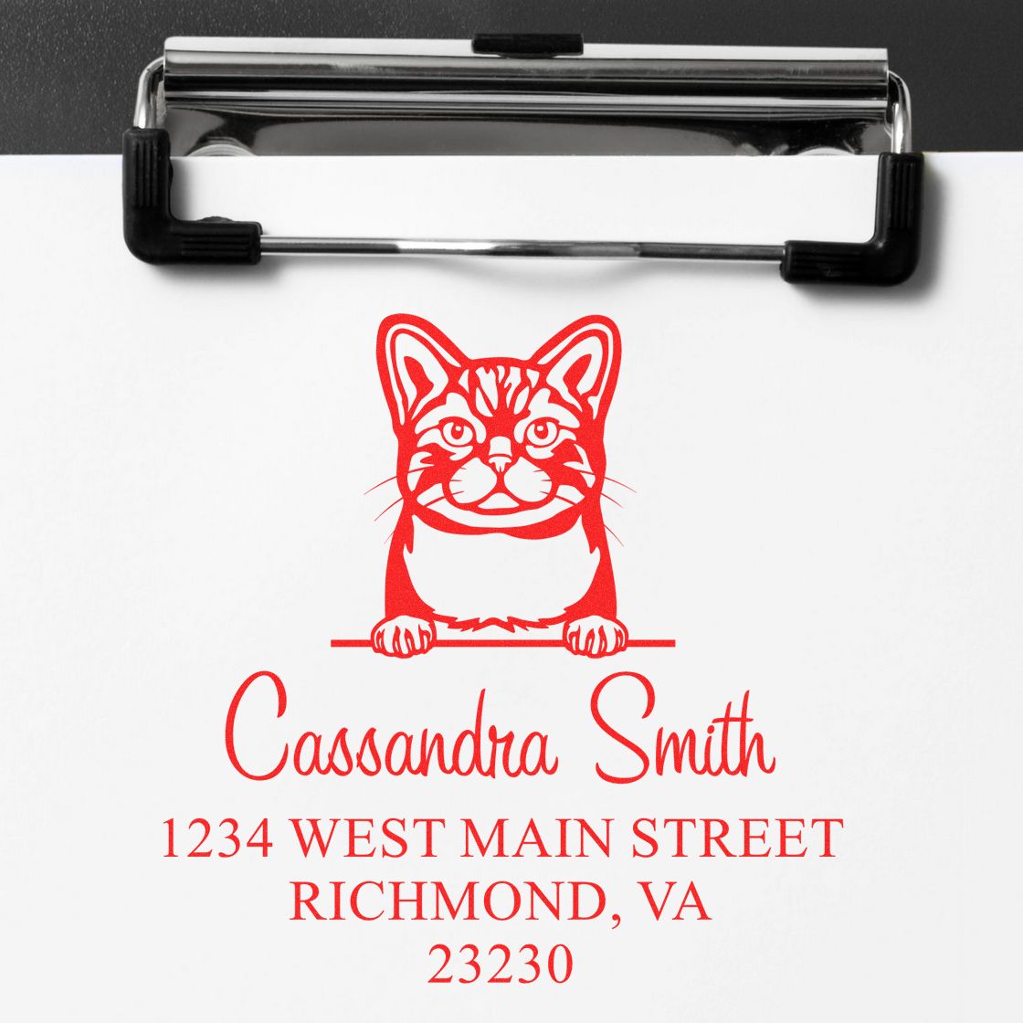 American Wirehair Cat Custom Made Name and Address Stamp - Engineer Seal Stamps