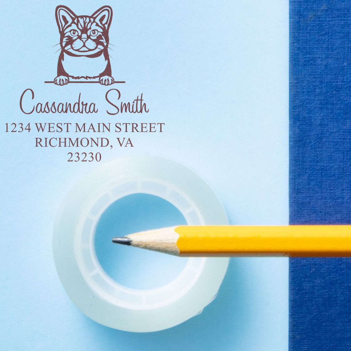 American Wirehair Cat Custom Made Name and Address Stamp - Engineer Seal Stamps