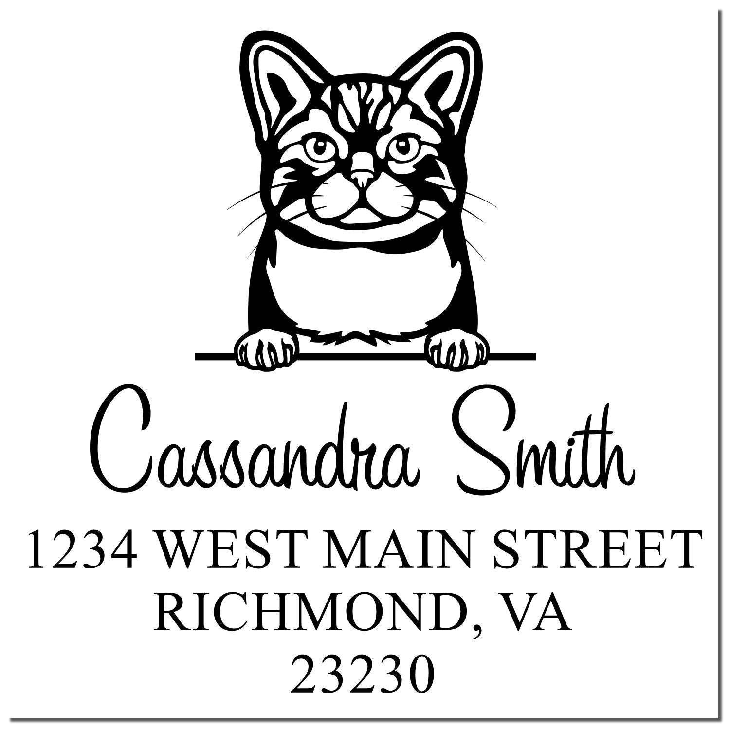 Pre-Inked American Wirehair Cat Personalized Return Address Stamp - Engineer Seal Stamps