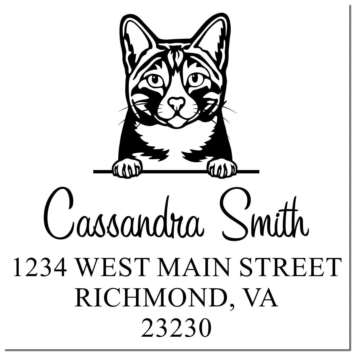Pre-Inked Arabian Mau Cat Personalized Address Label Stamp - Engineer Seal Stamps
