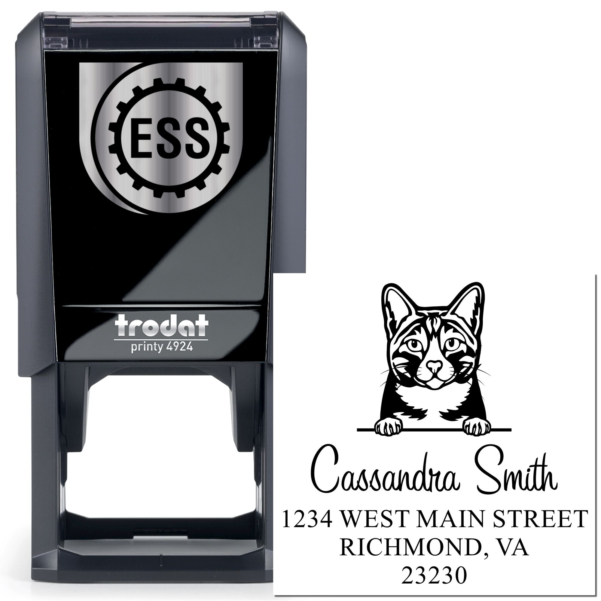 Self-Inking Arabian Mau Cat Custom Large Return Address Stamp - Engineer Seal Stamps