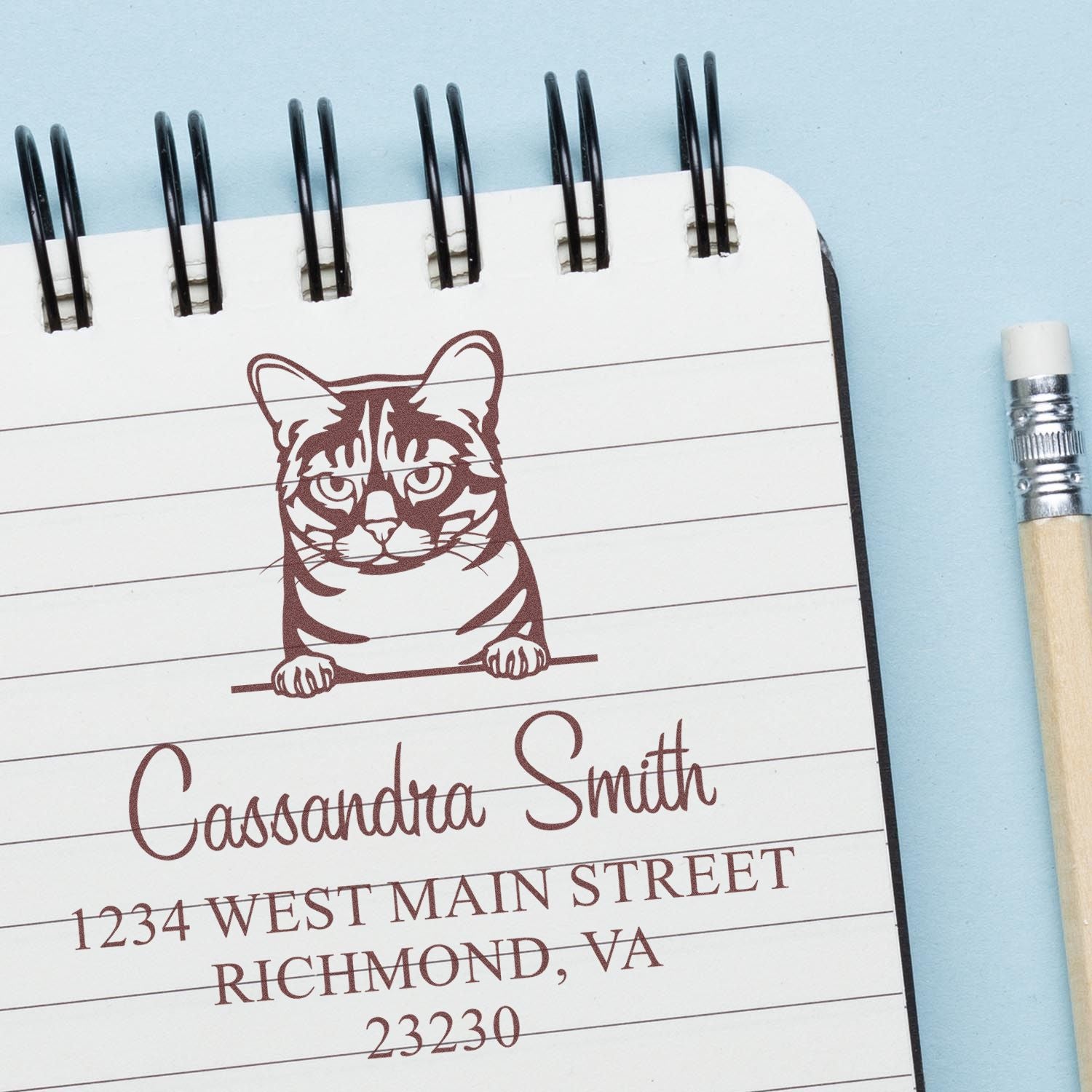 Self-Inking Australian Mist Cat Custom Return Stamp - Engineer Seal Stamps