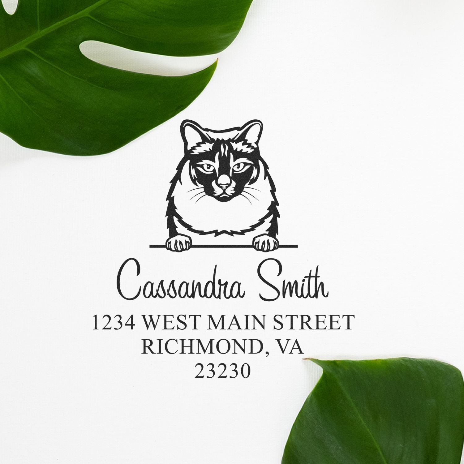 Self-Inking Balinese Cat Custom Home Address For Envelopes Stamp - Engineer Seal Stamps