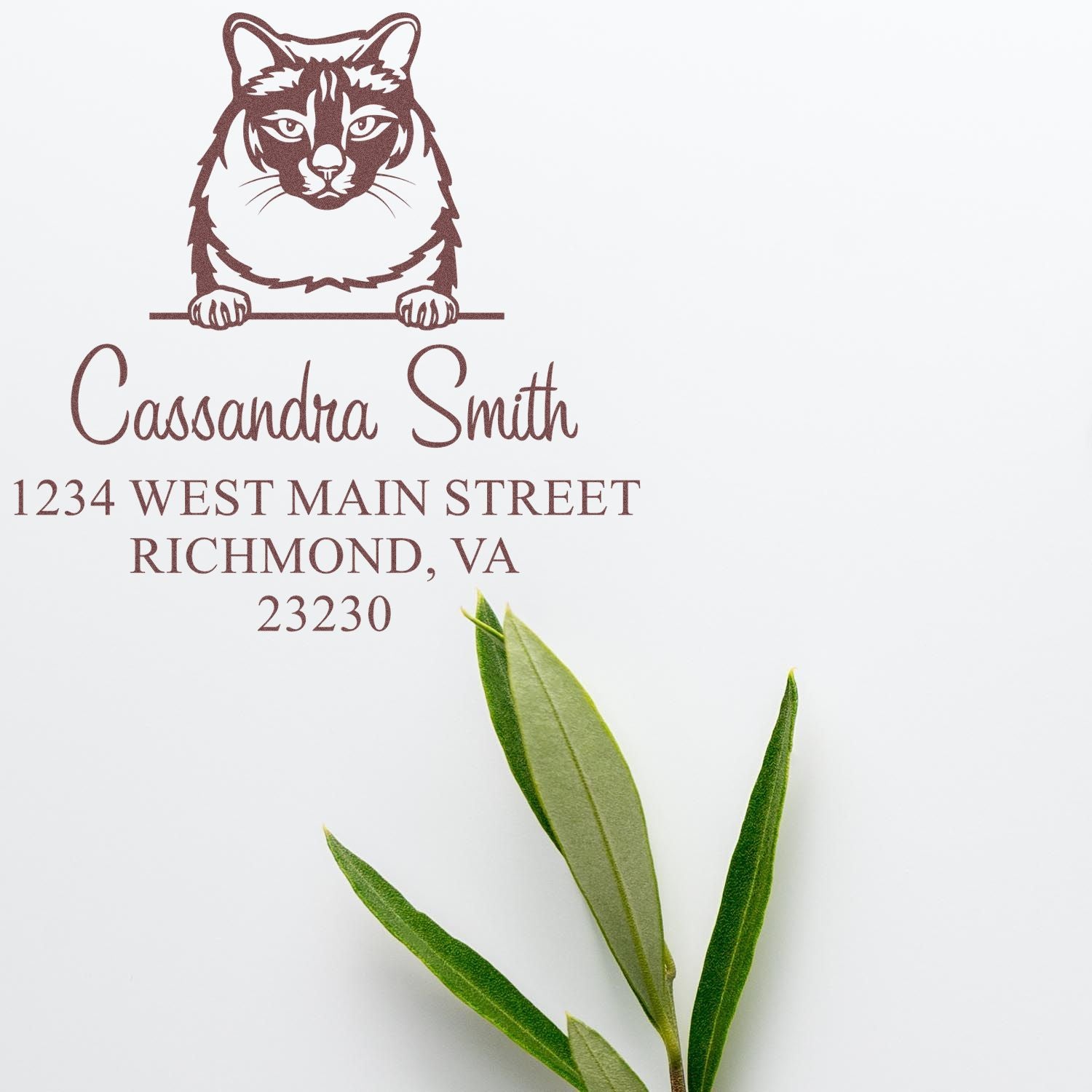 Wood Handle Balinese Cat Custom Address Stamp - Engineer Seal Stamps