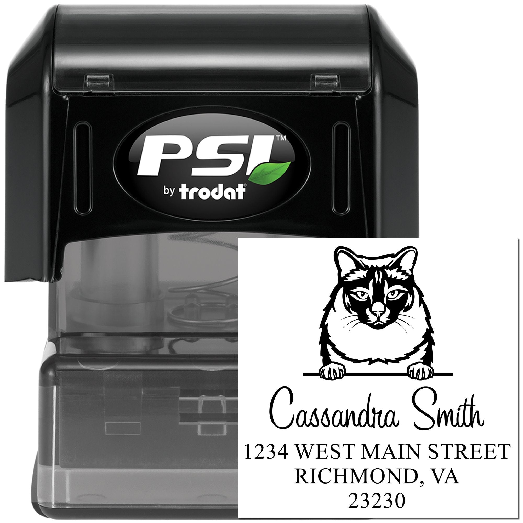 Pre-Inked Balinese Cat Personalized Address Stamps 3 Lines Stamp - Engineer Seal Stamps