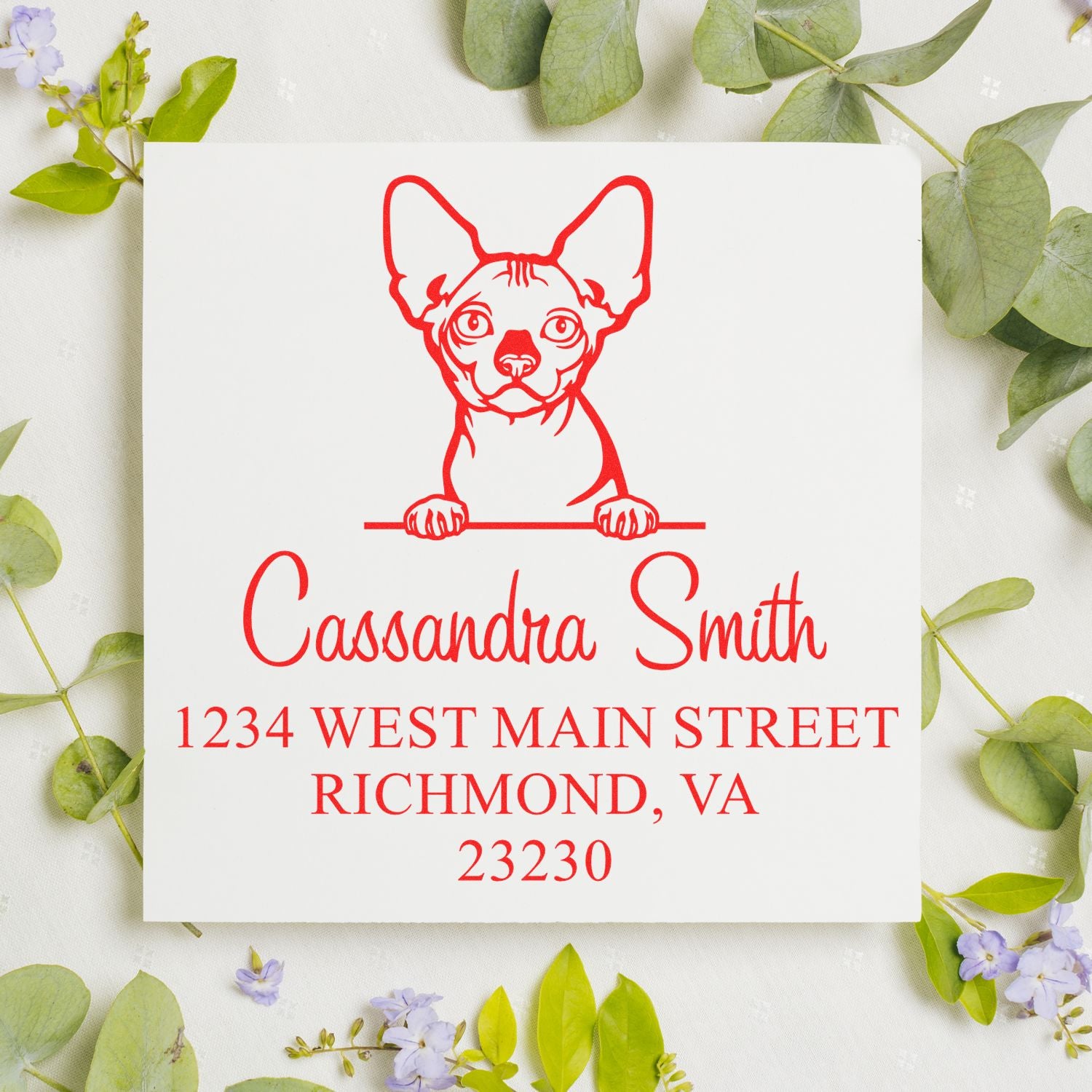 Pre-Inked Bambino Cat Personalized Home Address Stamp - Engineer Seal Stamps