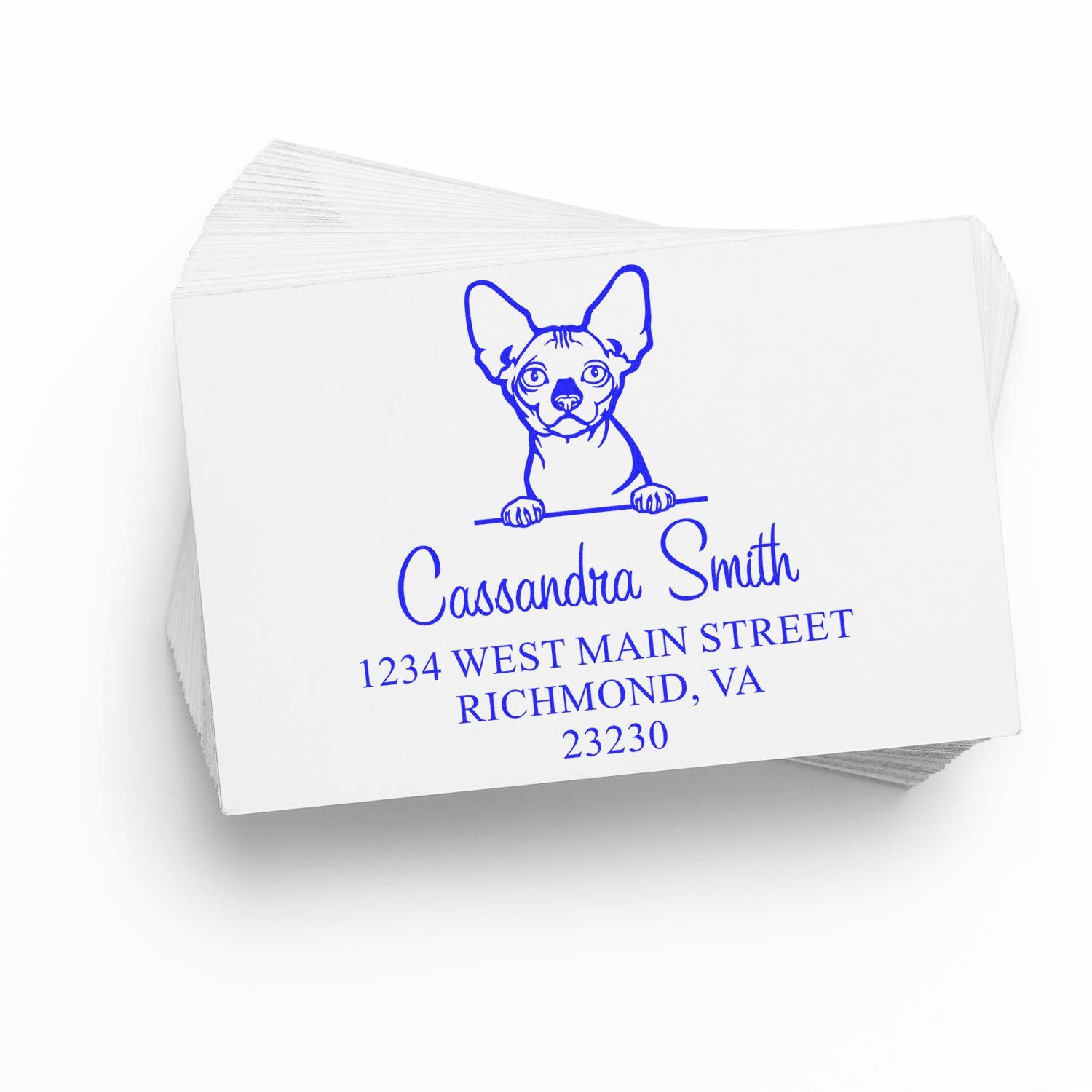 Wood Handle Bambino Cat Mail Address Stamp - Engineer Seal Stamps