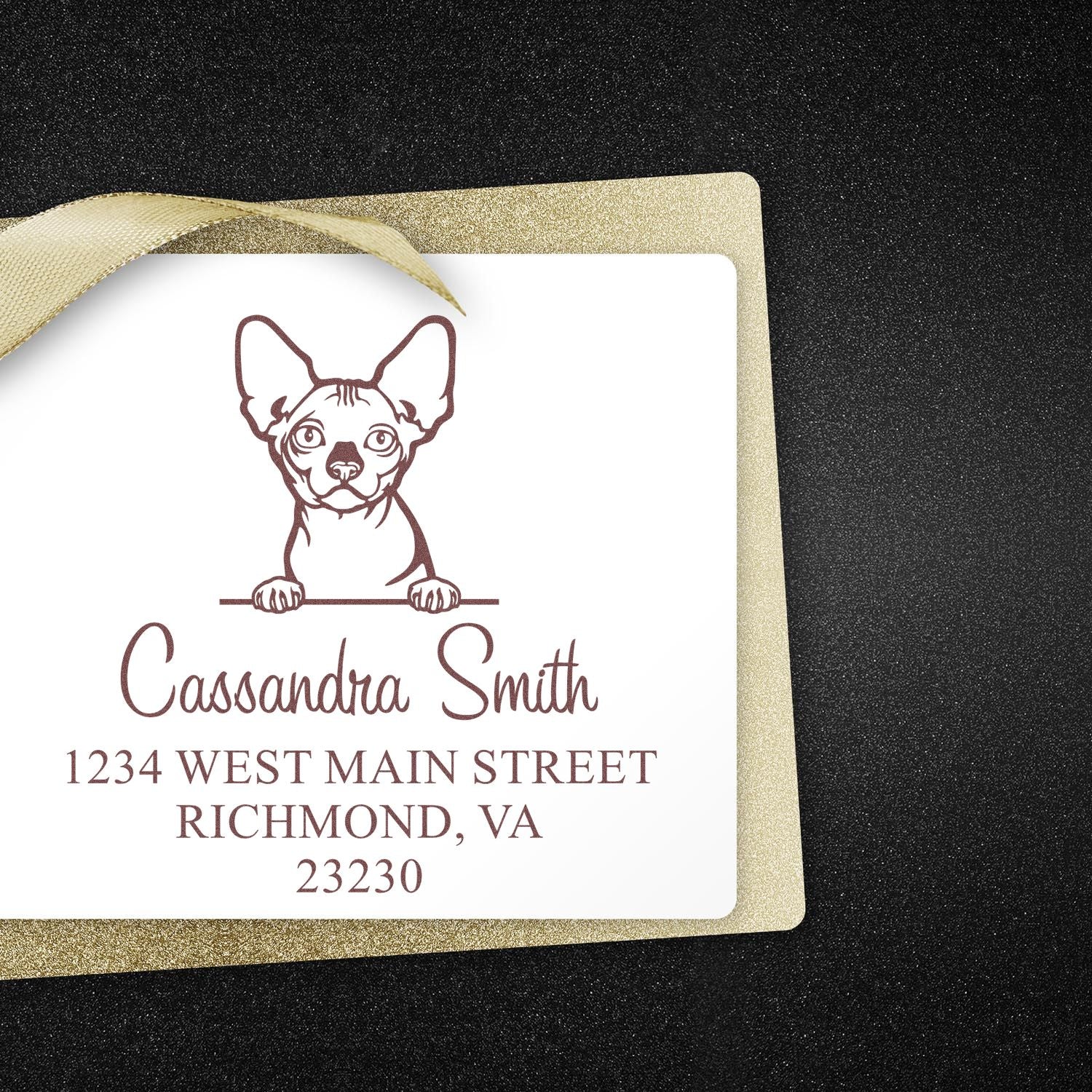 Pre-Inked Bambino Cat Personalized Home Address Stamp - Engineer Seal Stamps