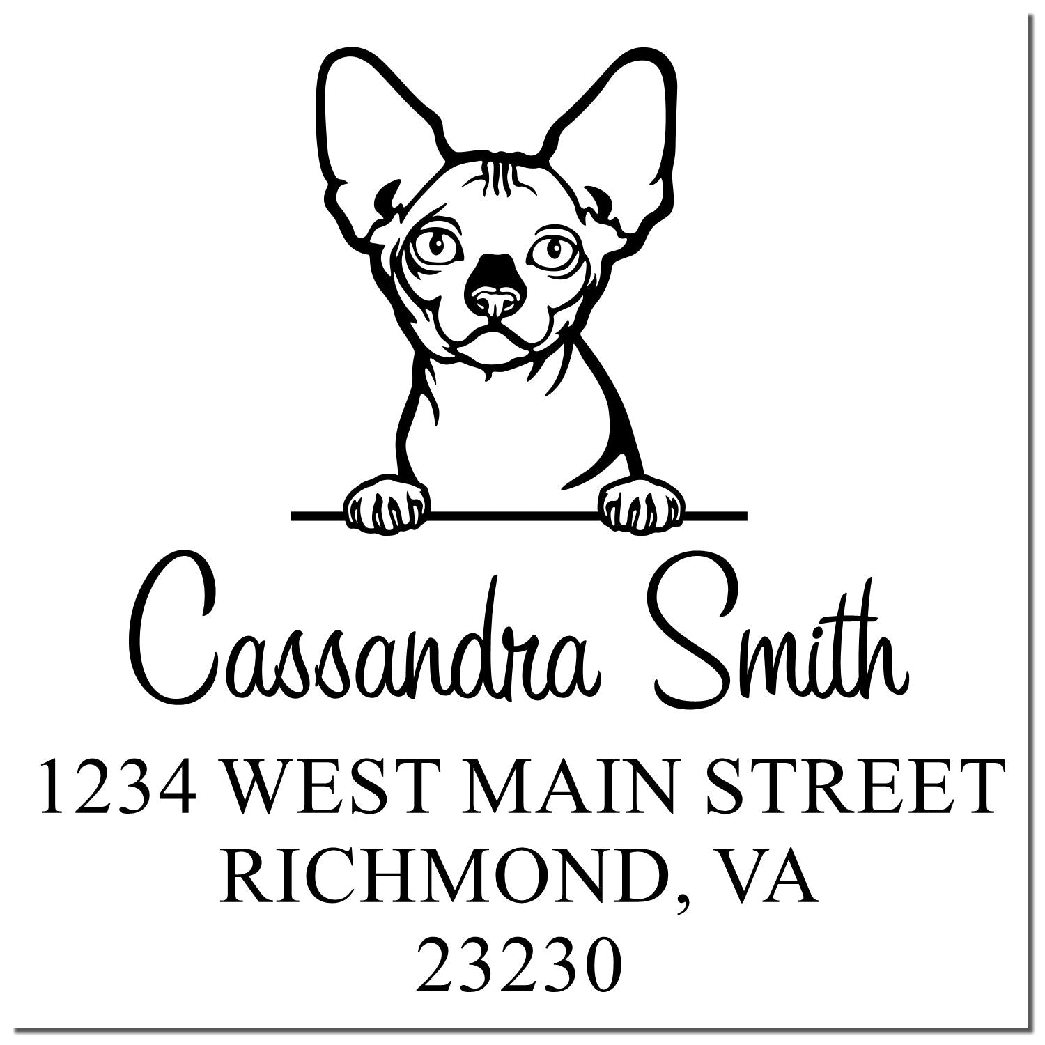 Wood Handle Bambino Cat Mail Address Stamp - Engineer Seal Stamps