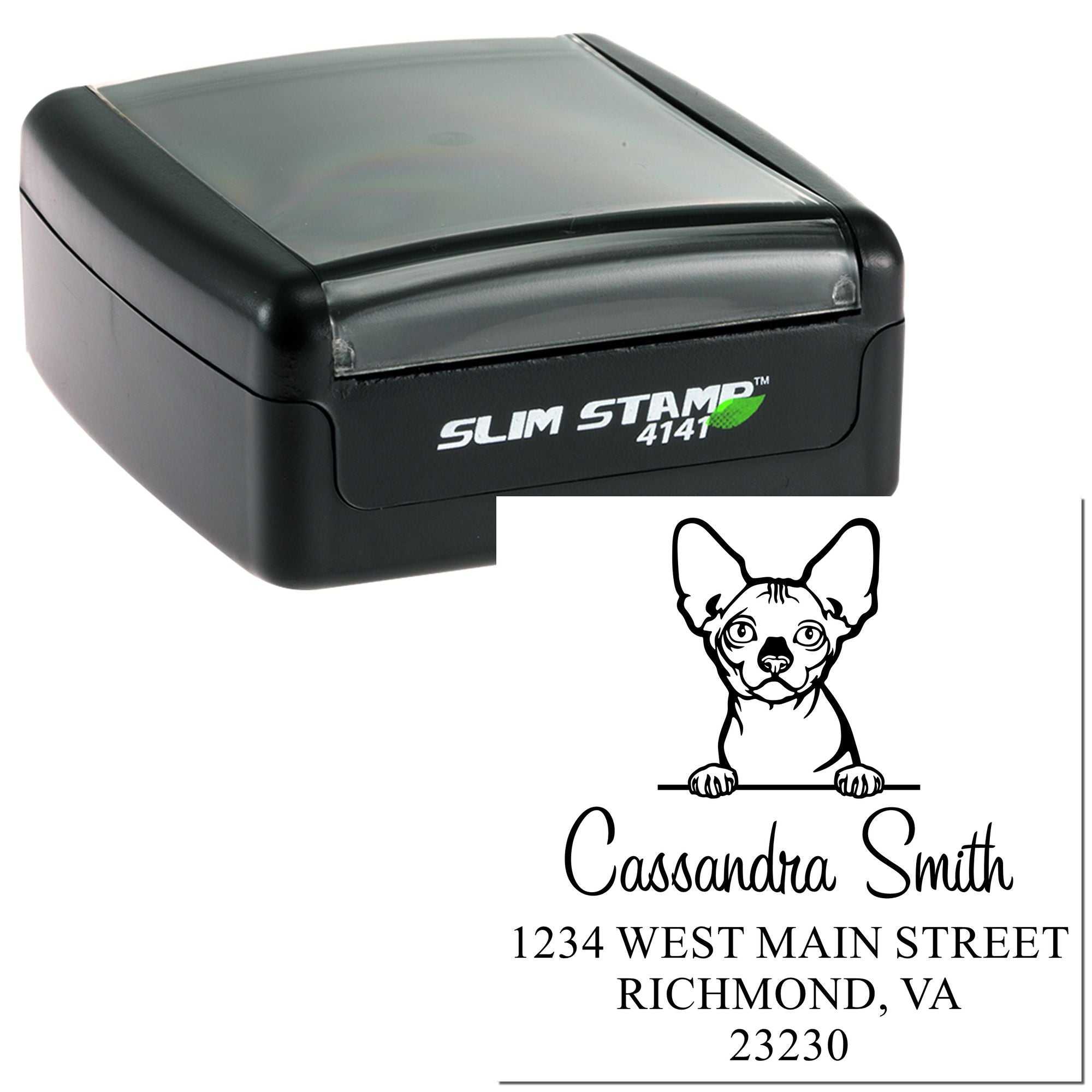 Bambino Cat Custom Made Small Return Address Stamp - Engineer Seal Stamps