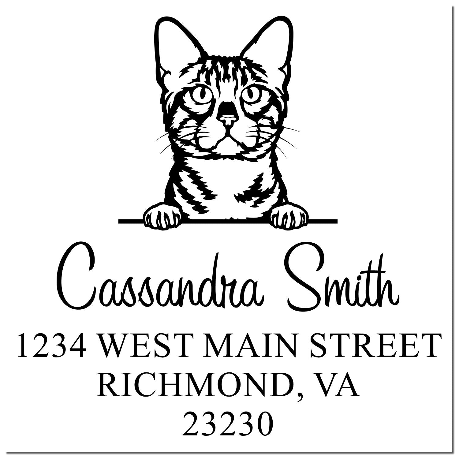 Wood Handle Bengal Cat New Address Stamp - Engineer Seal Stamps