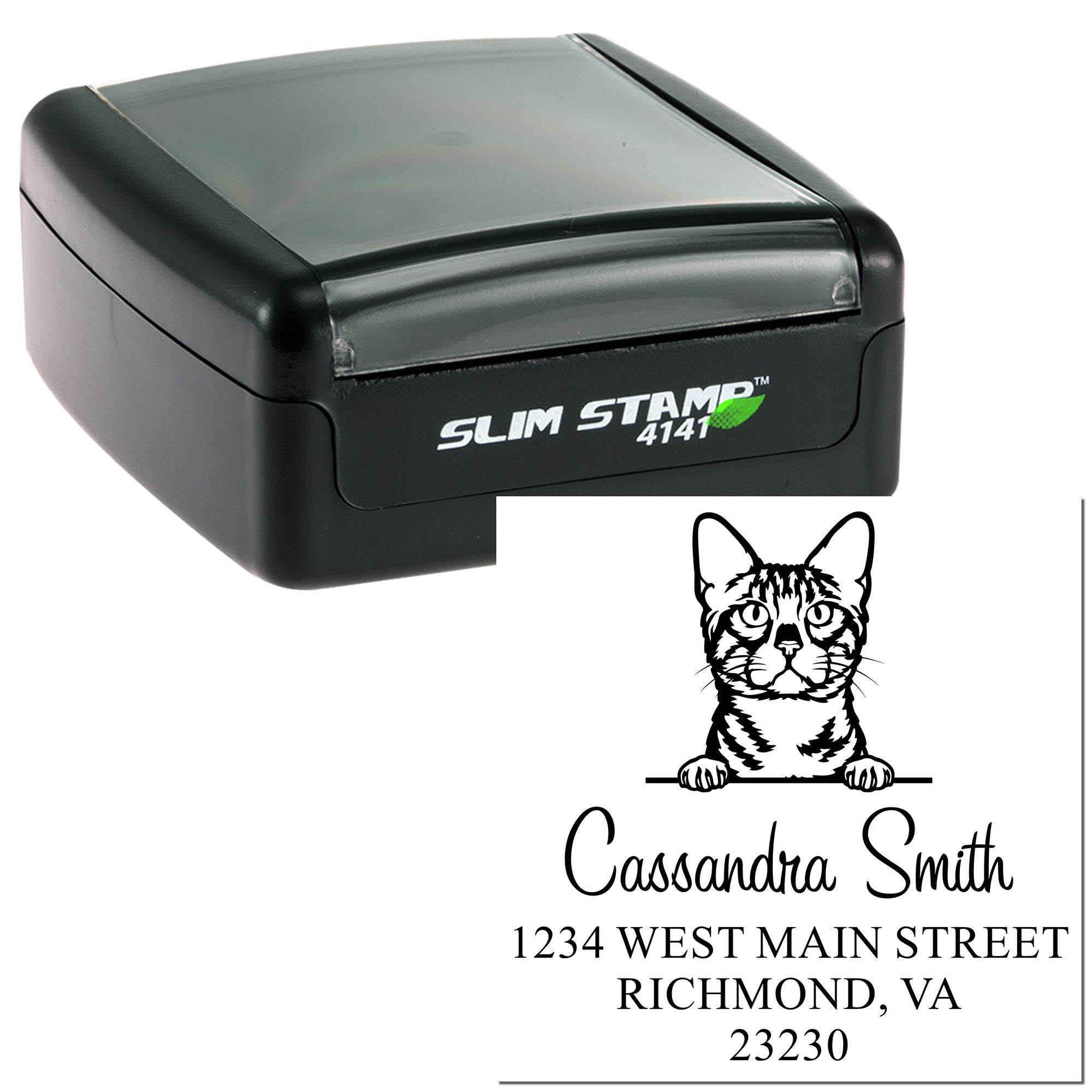 Bengal Cat Custom Made Large Return Address Stamp - Engineer Seal Stamps