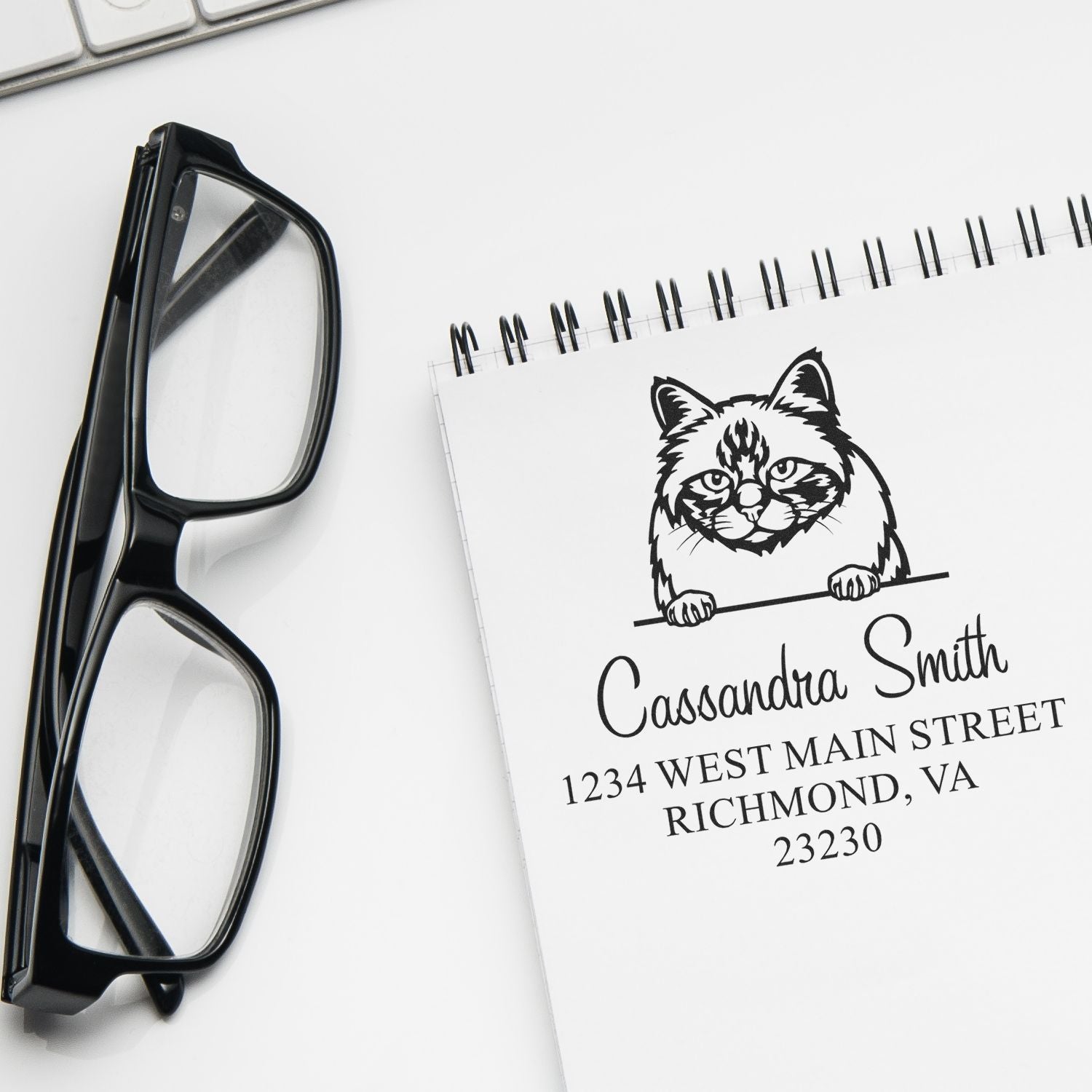 Self-Inking Birman Cat Custom Address Labels Stamp - Engineer Seal Stamps