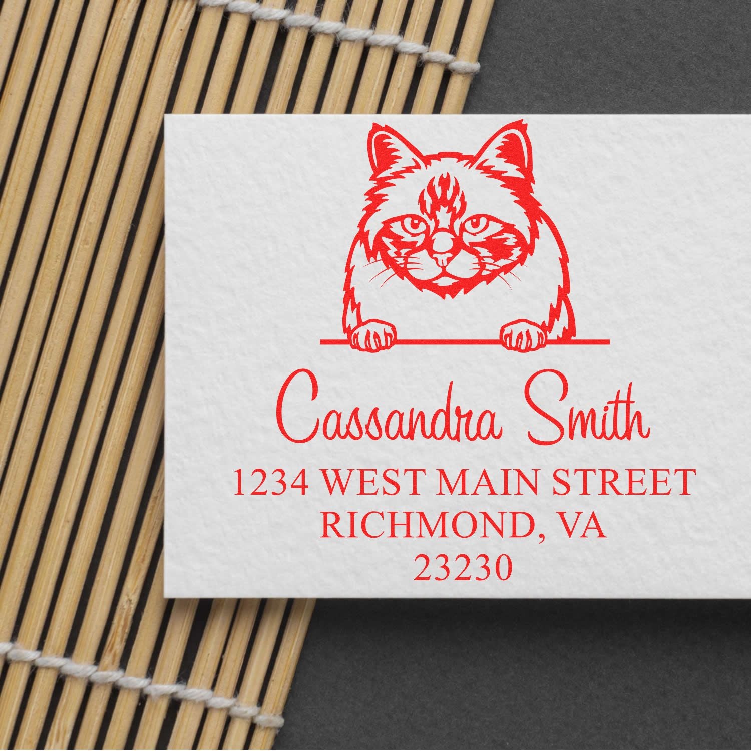 Pre-Inked Birman Cat Personalized Mail Address Stamp - Engineer Seal Stamps