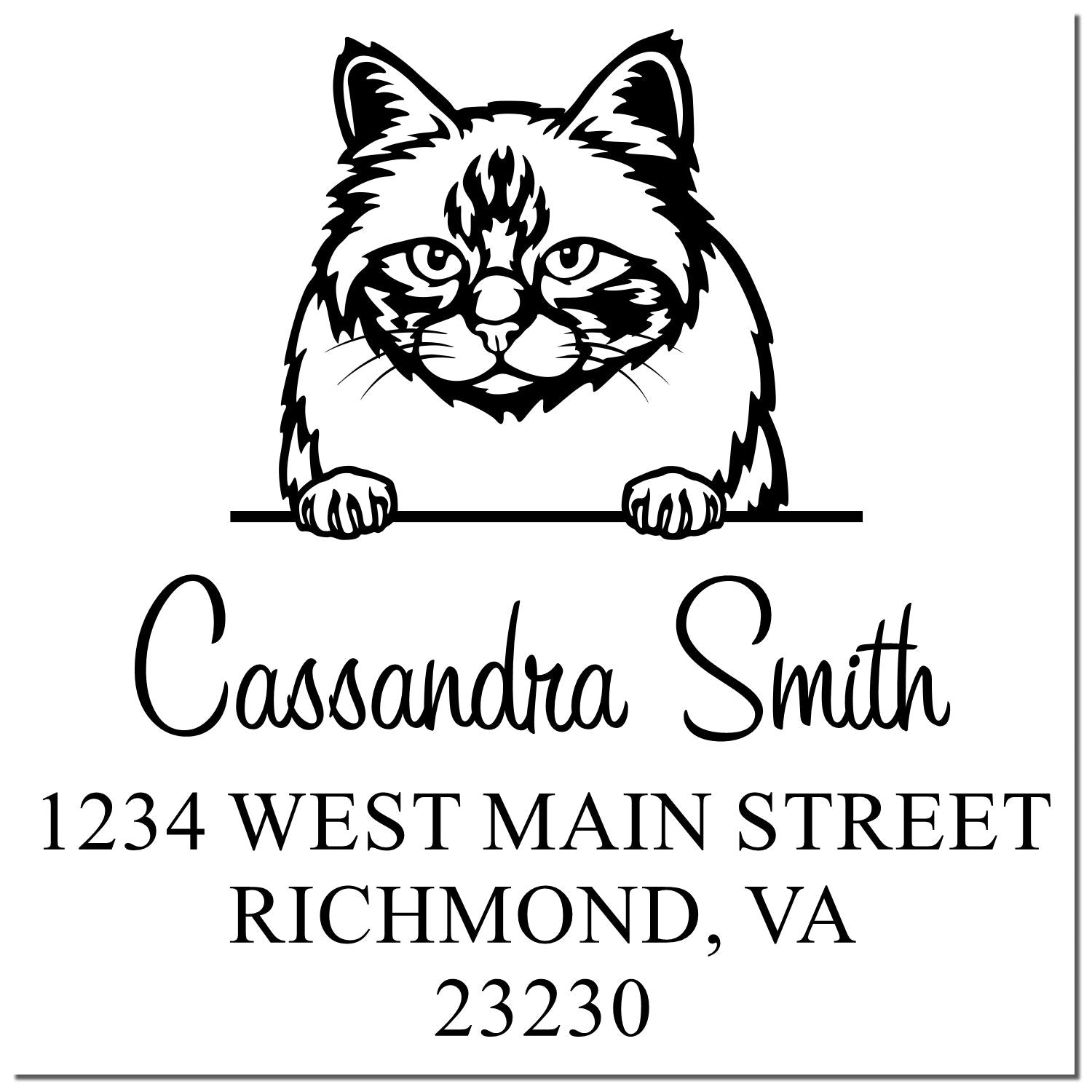 Pre-Inked Birman Cat Personalized Mail Address Stamp - Engineer Seal Stamps