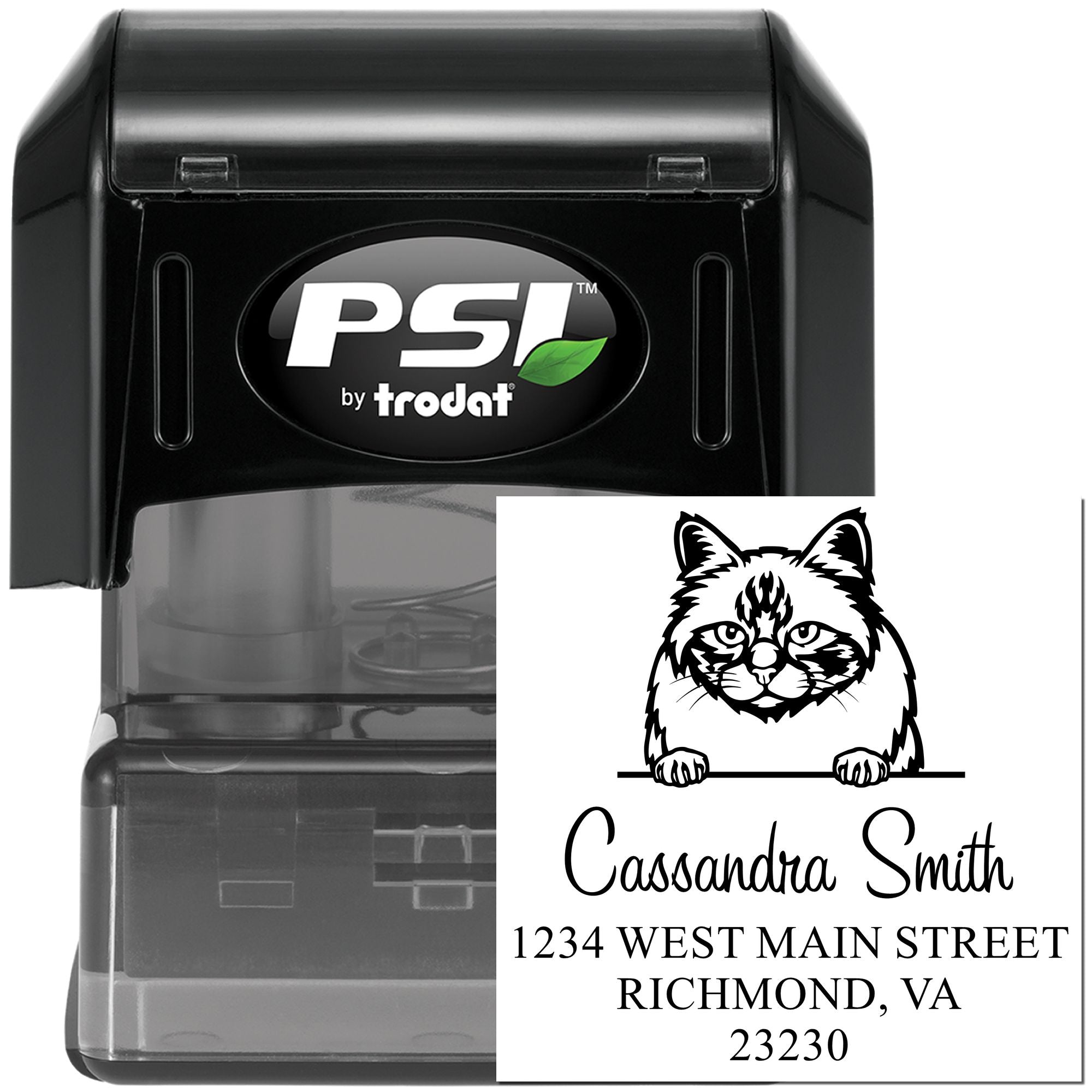 Pre-Inked Birman Cat Personalized Mail Address Stamp - Engineer Seal Stamps