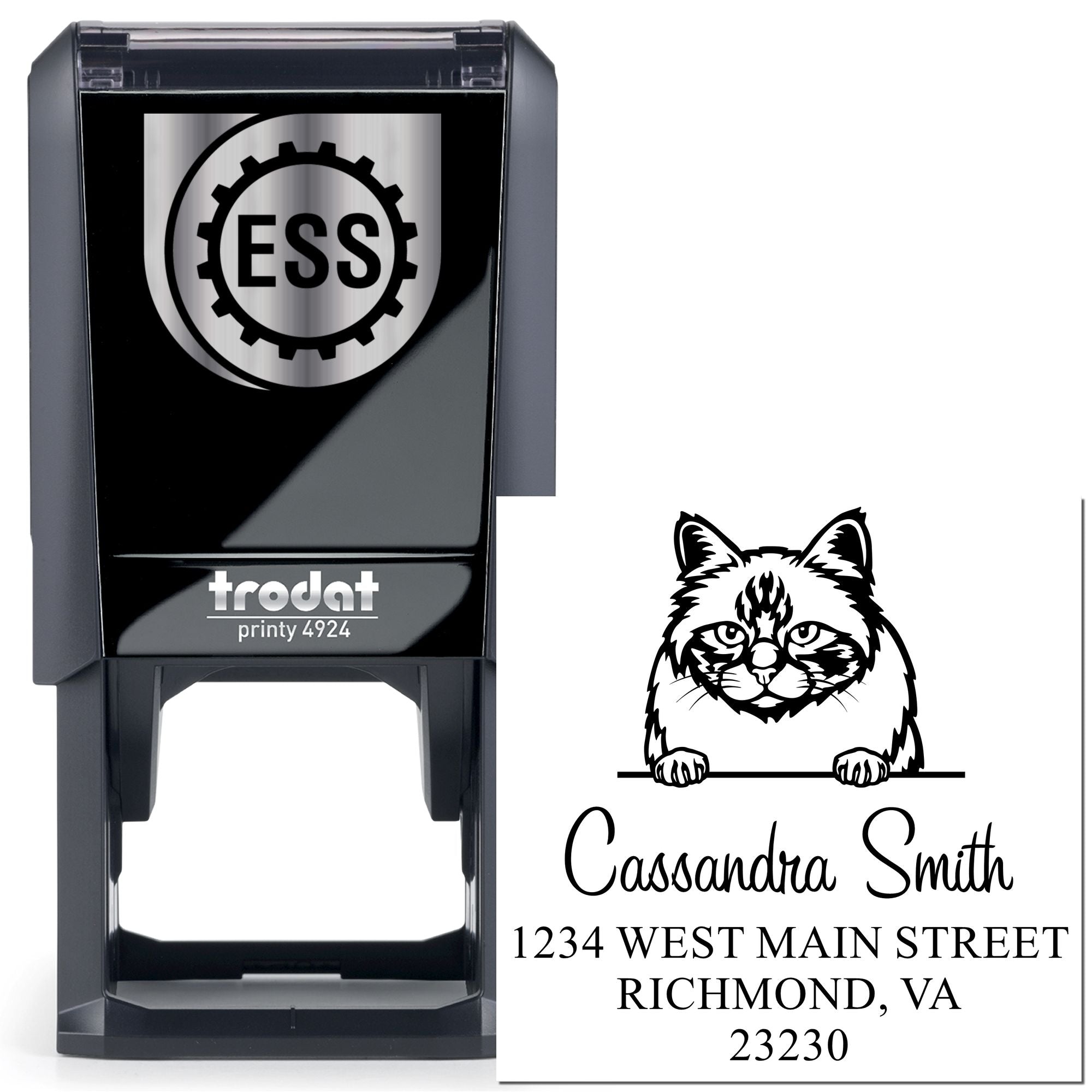 Self-Inking Birman Cat Custom Address Labels Stamp - Engineer Seal Stamps