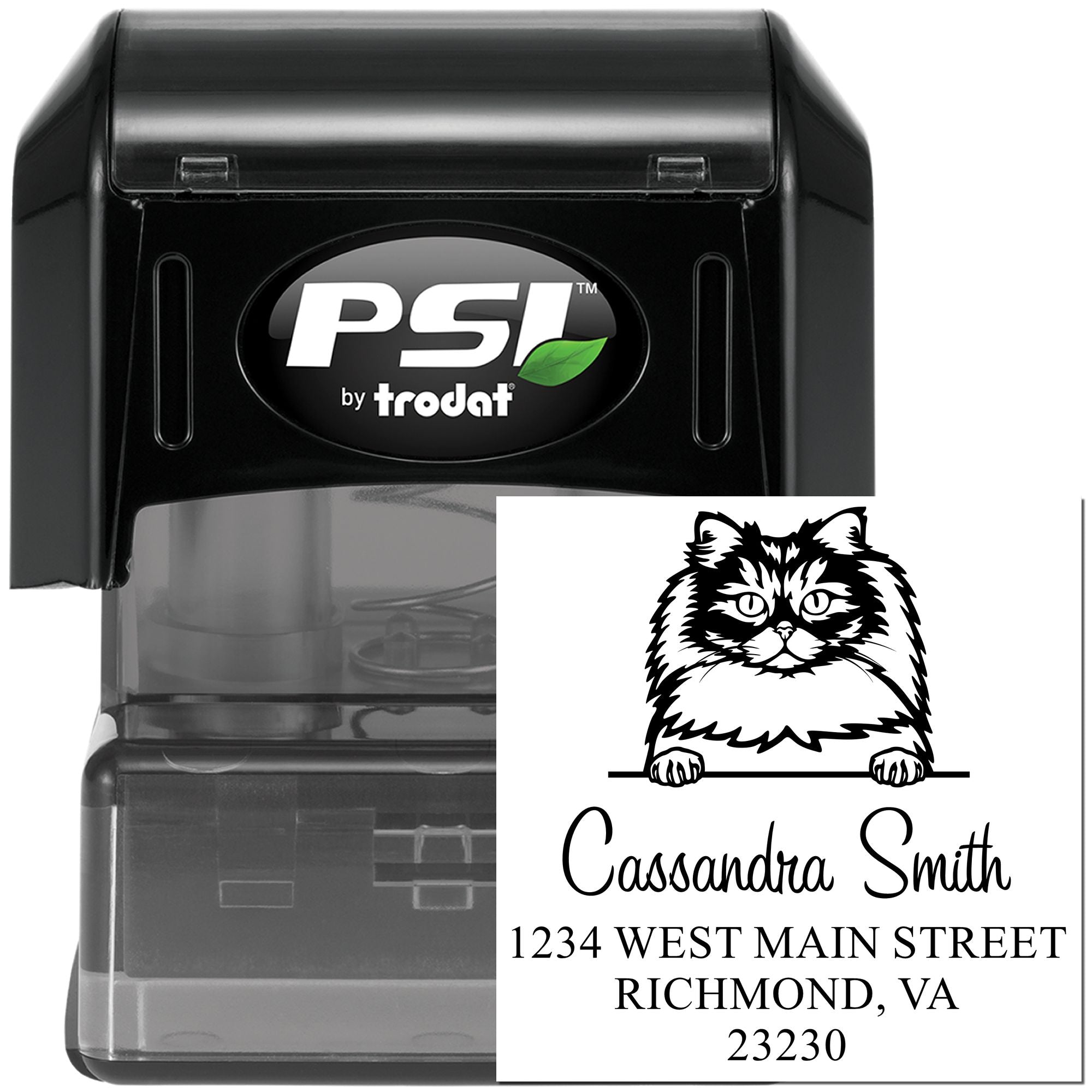 Pre-Inked British Longhair Cat Personalized Mailing Address Stamp - Engineer Seal Stamps