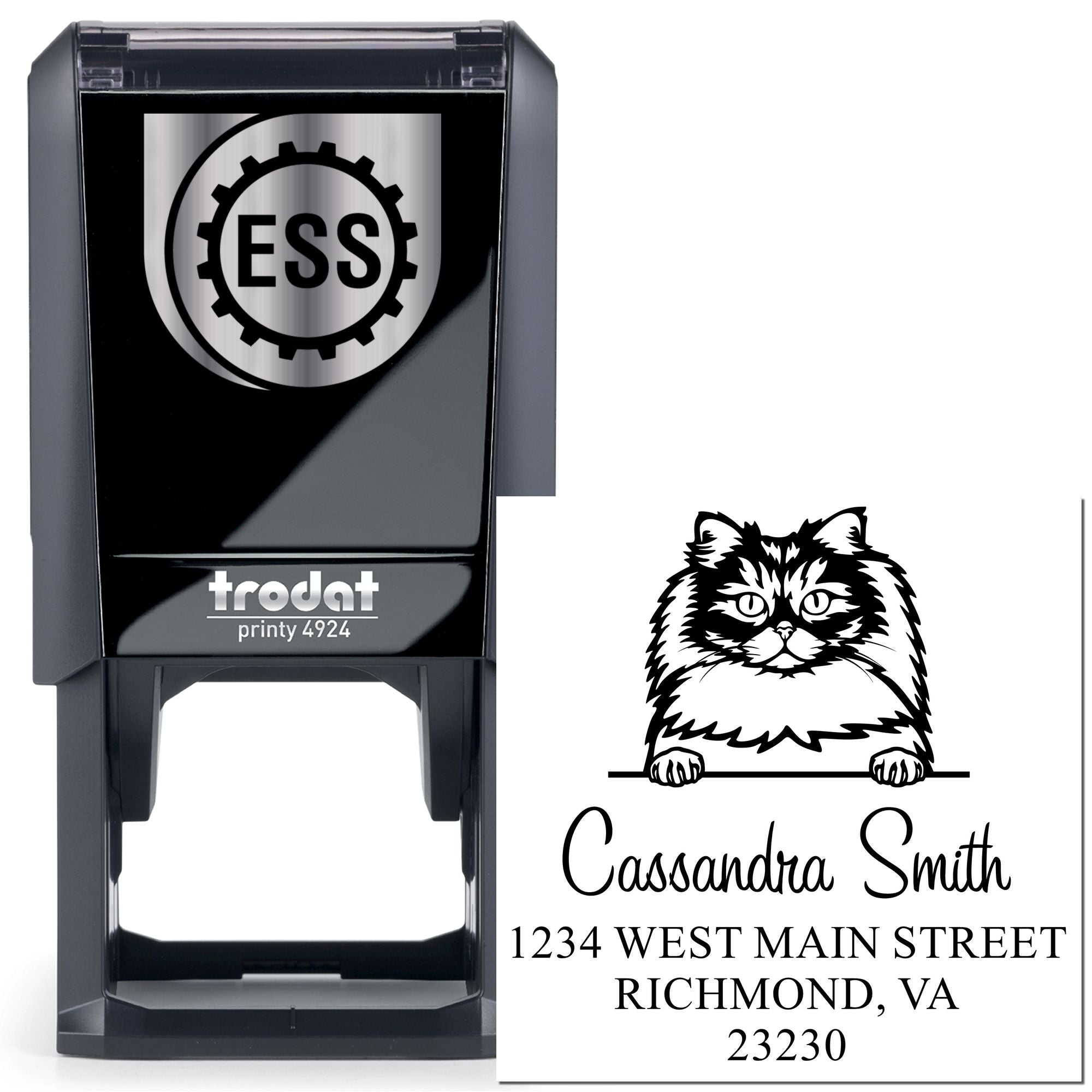 Self-Inking British Longhair Cat Custom Return Address Stamp - Engineer Seal Stamps
