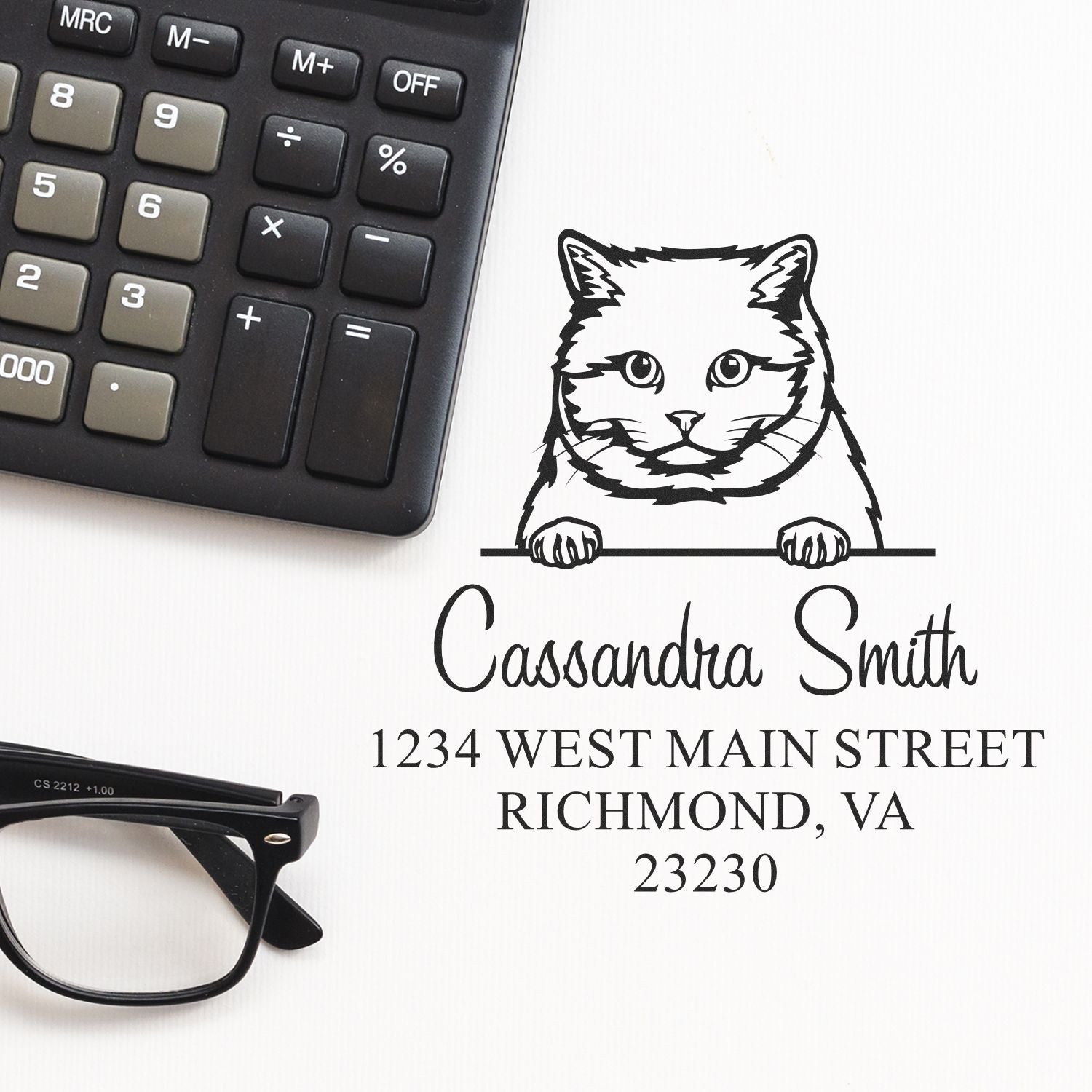 Self-Inking British Shorthair Cat Custom Round Address Stamps Stamp - Engineer Seal Stamps