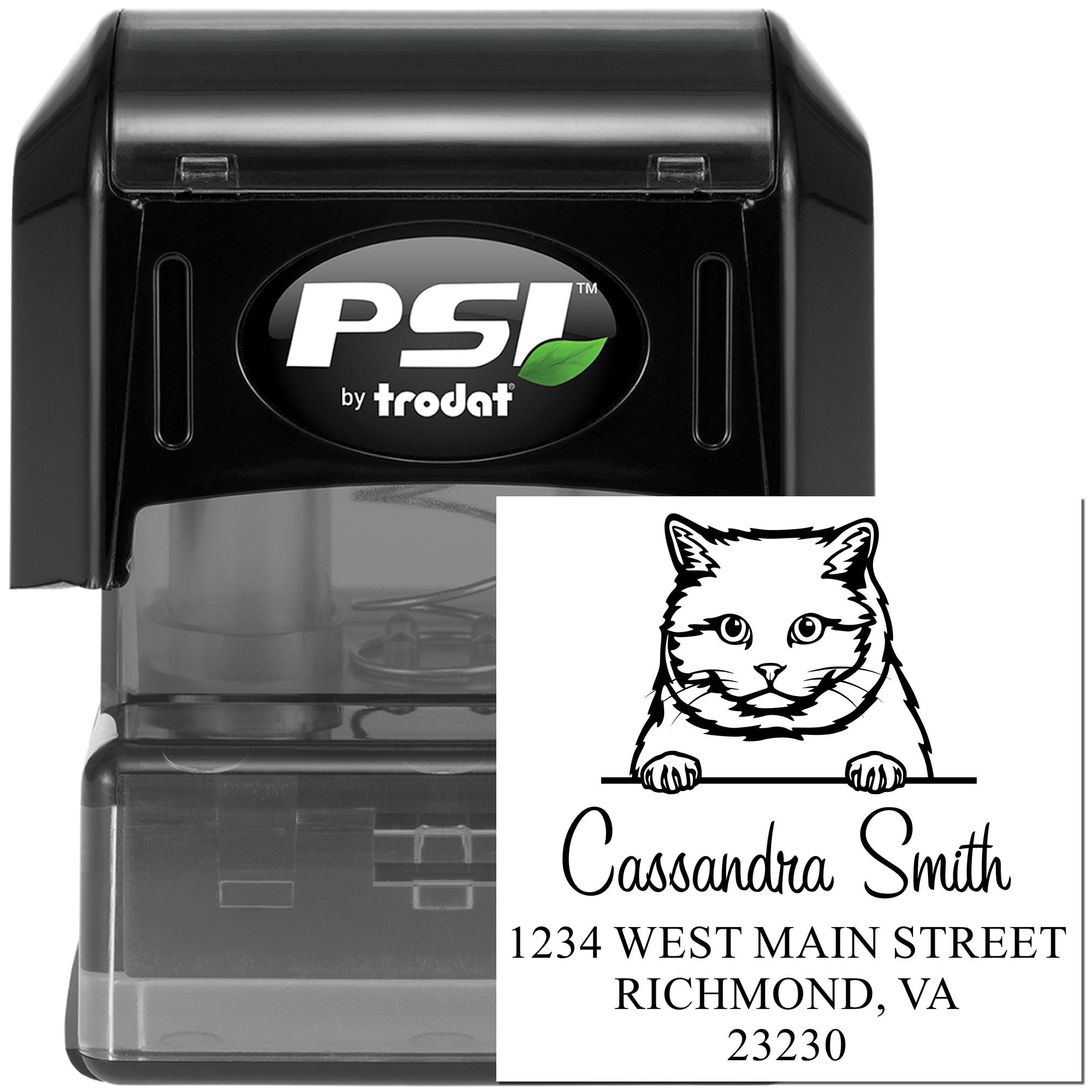 Pre-Inked British Shorthair Cat Personalized Return Address Stamp - Engineer Seal Stamps