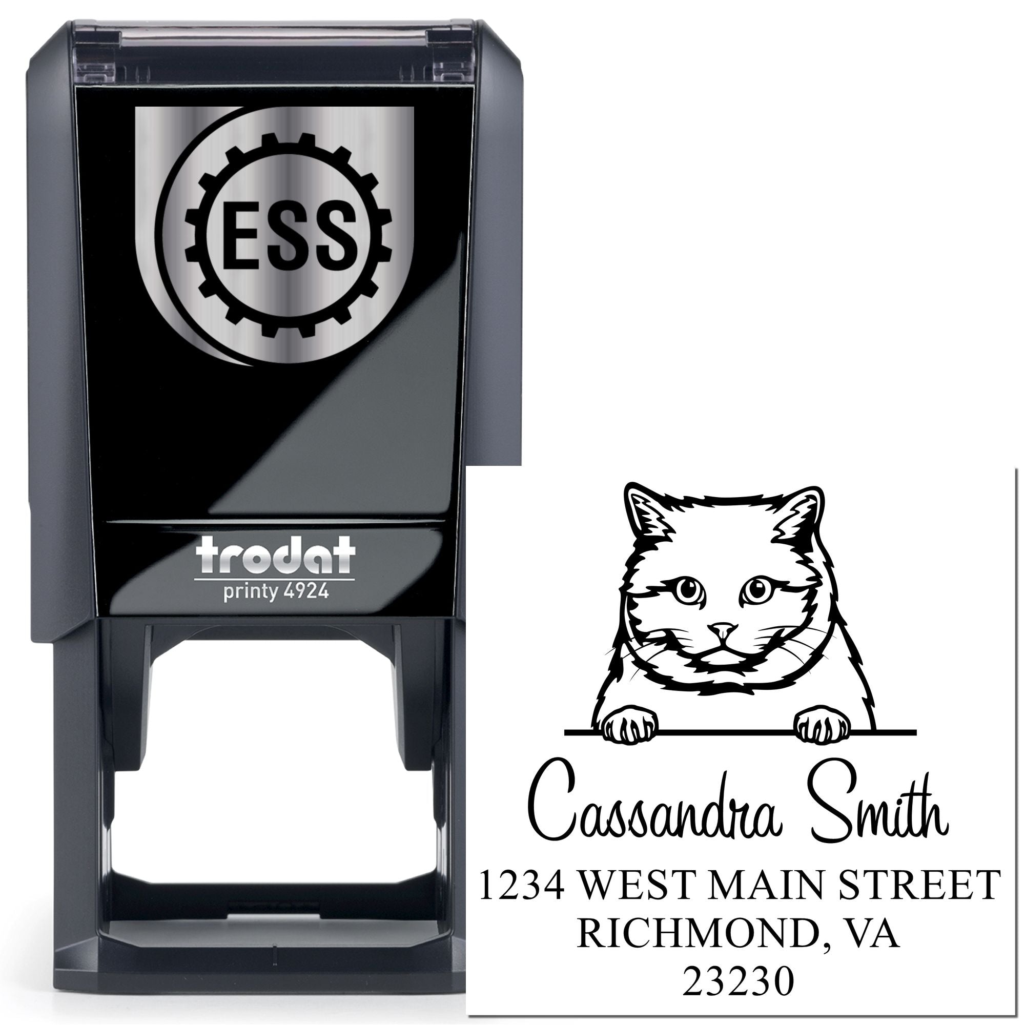 Self-Inking British Shorthair Cat Custom Round Address Stamps Stamp - Engineer Seal Stamps