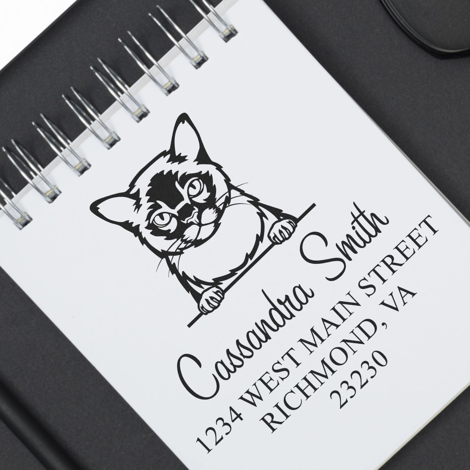 Wood Handle Burmese Cat Return Stamp - Engineer Seal Stamps