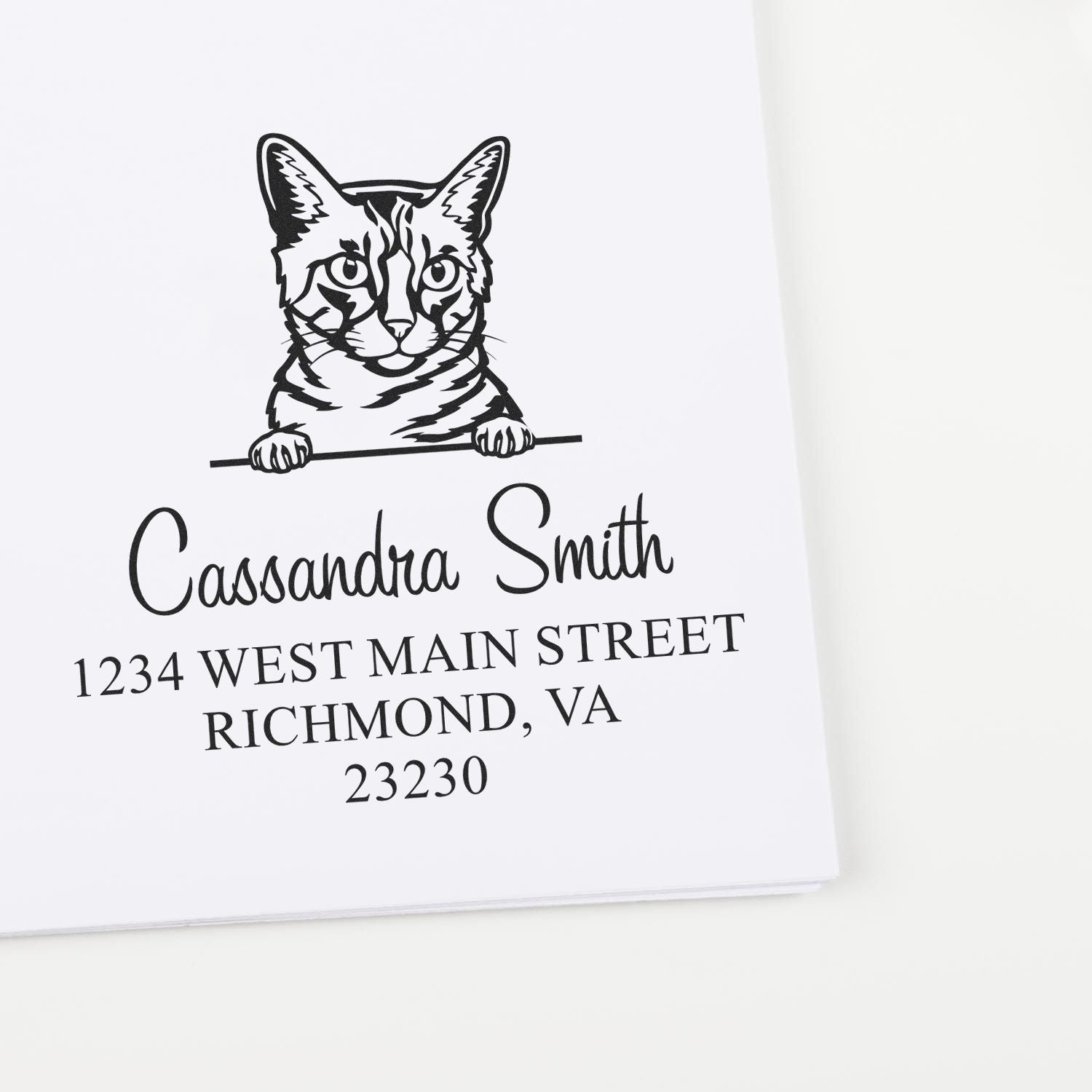 Wood Handle California Spangled Cat Name and Address Stamp Personalized - Engineer Seal Stamps