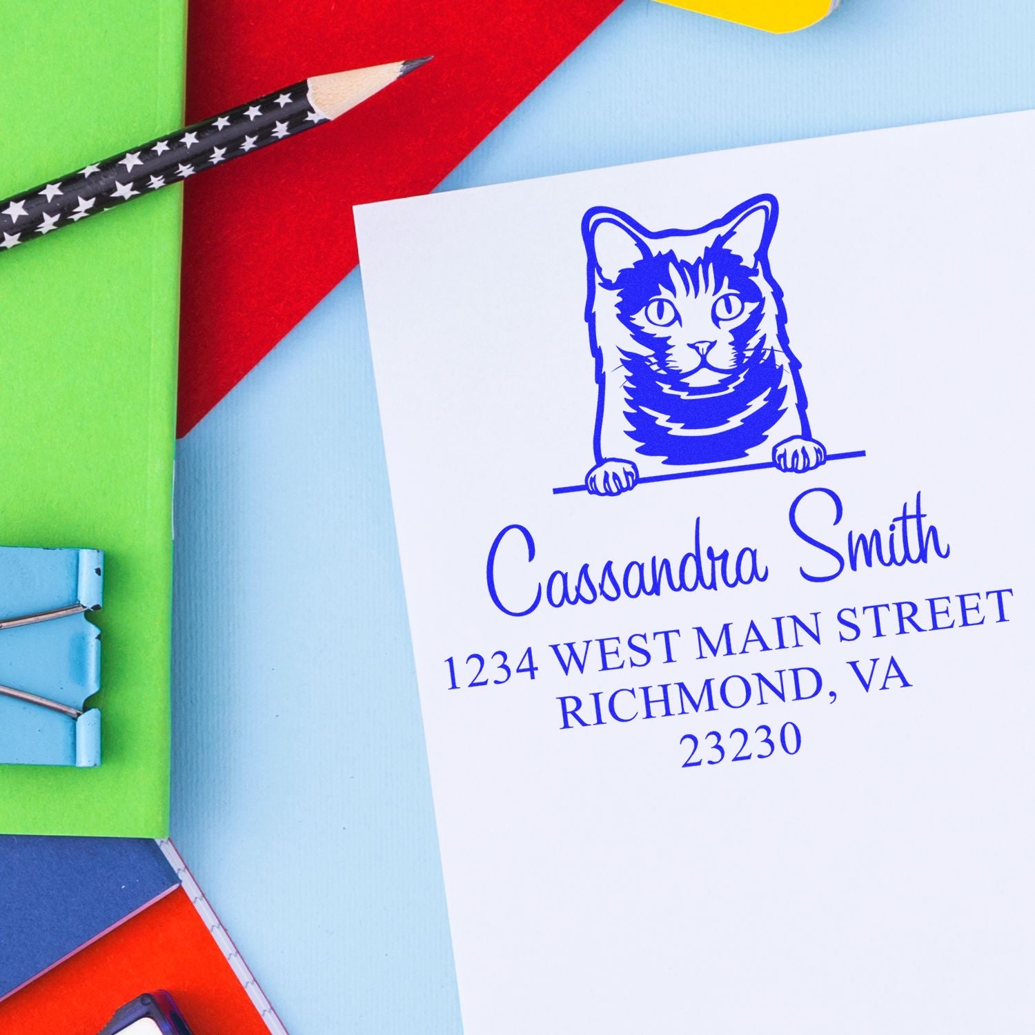 Chartreux Cat Custom Made Return Address Stamp - Engineer Seal Stamps