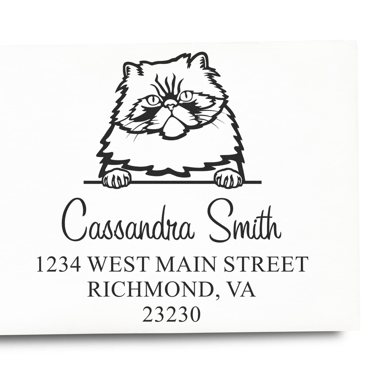 Pre-Inked Colorpoint Persian Cat Personalized Name and Address Stamp - Engineer Seal Stamps