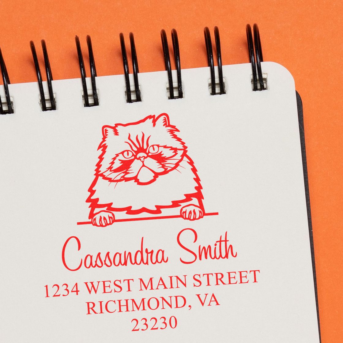 Pre-Inked Colorpoint Persian Cat Personalized Name and Address Stamp - Engineer Seal Stamps