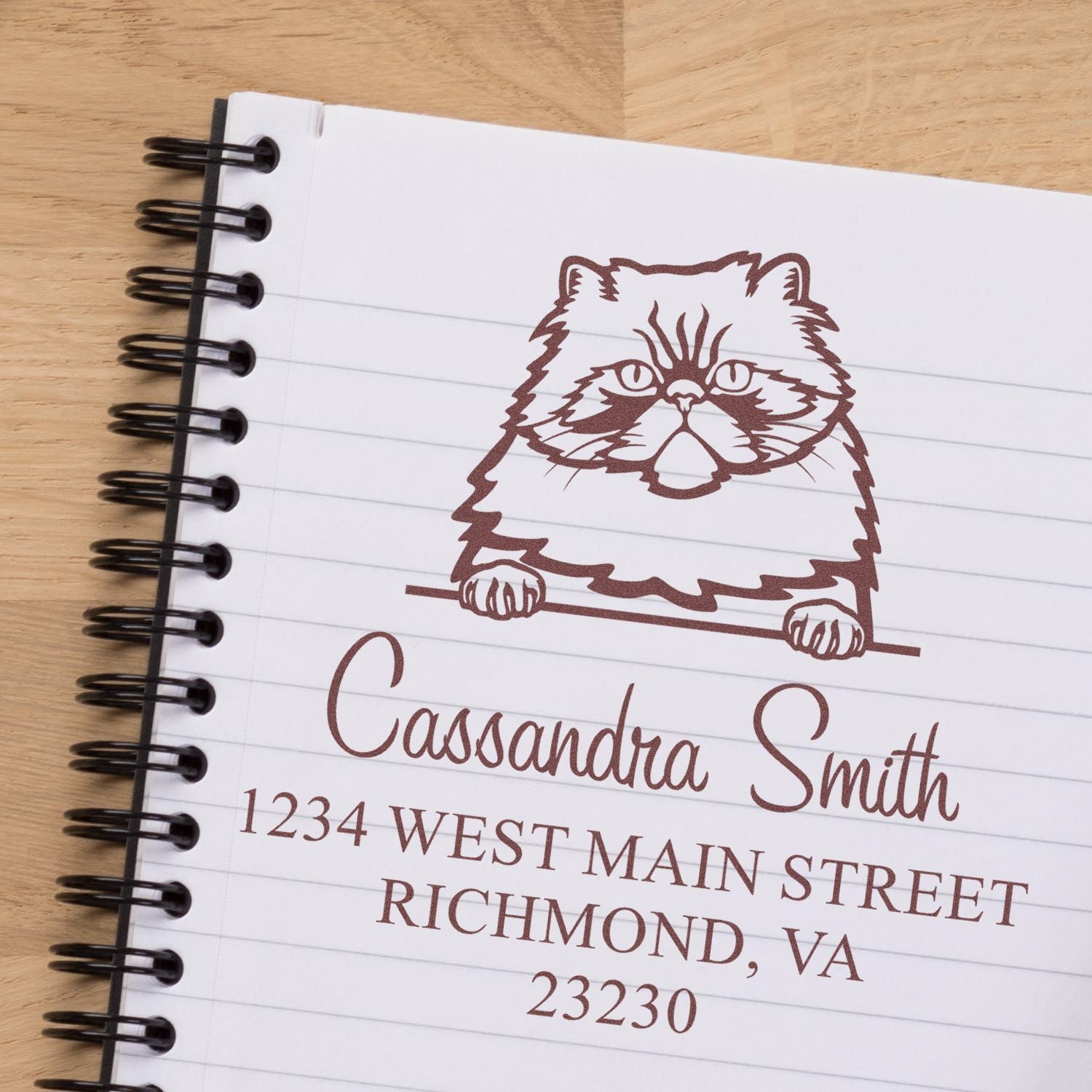 Pre-Inked Colorpoint Persian Cat Personalized Name and Address Stamp - Engineer Seal Stamps