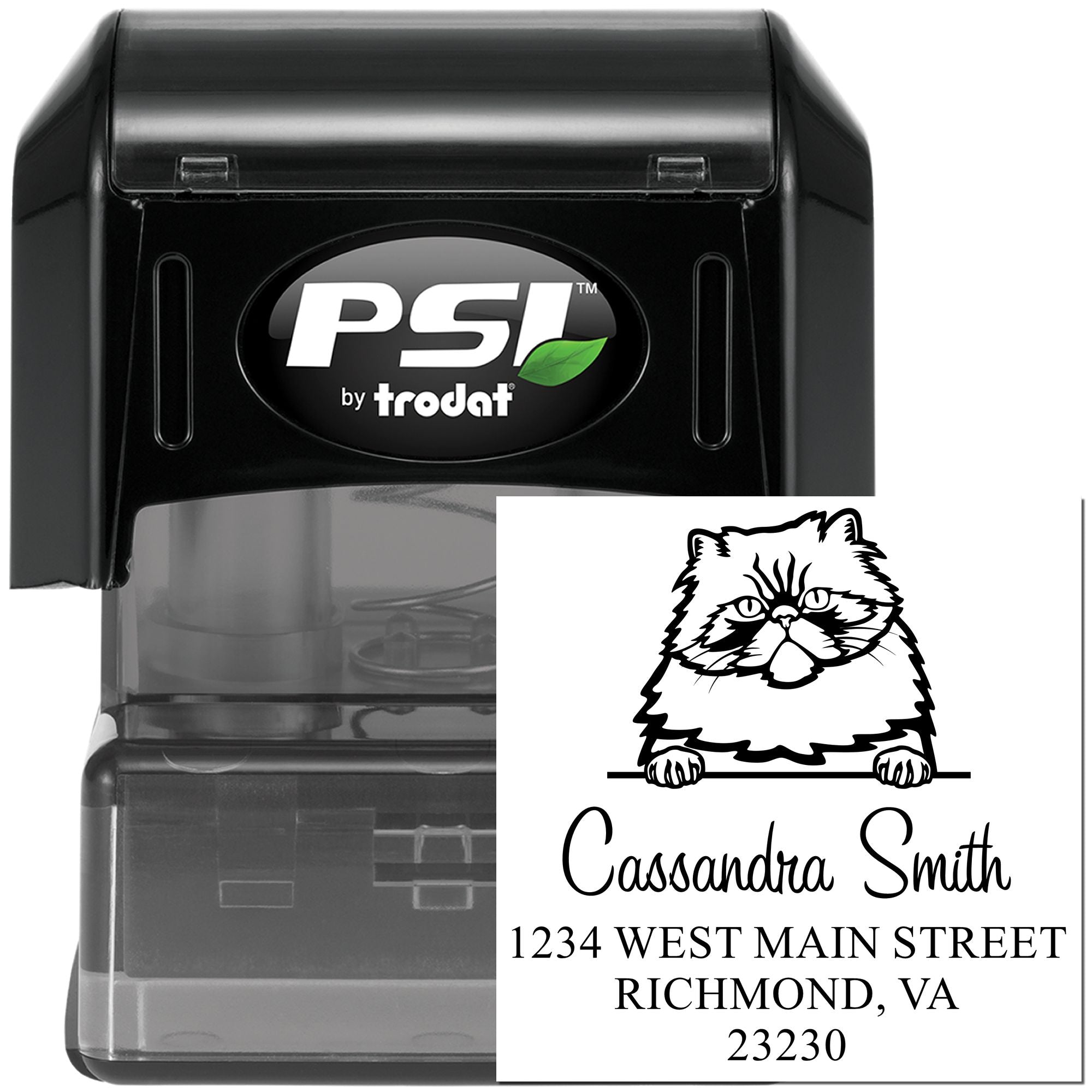 Pre-Inked Colorpoint Persian Cat Personalized Name and Address Stamp - Engineer Seal Stamps