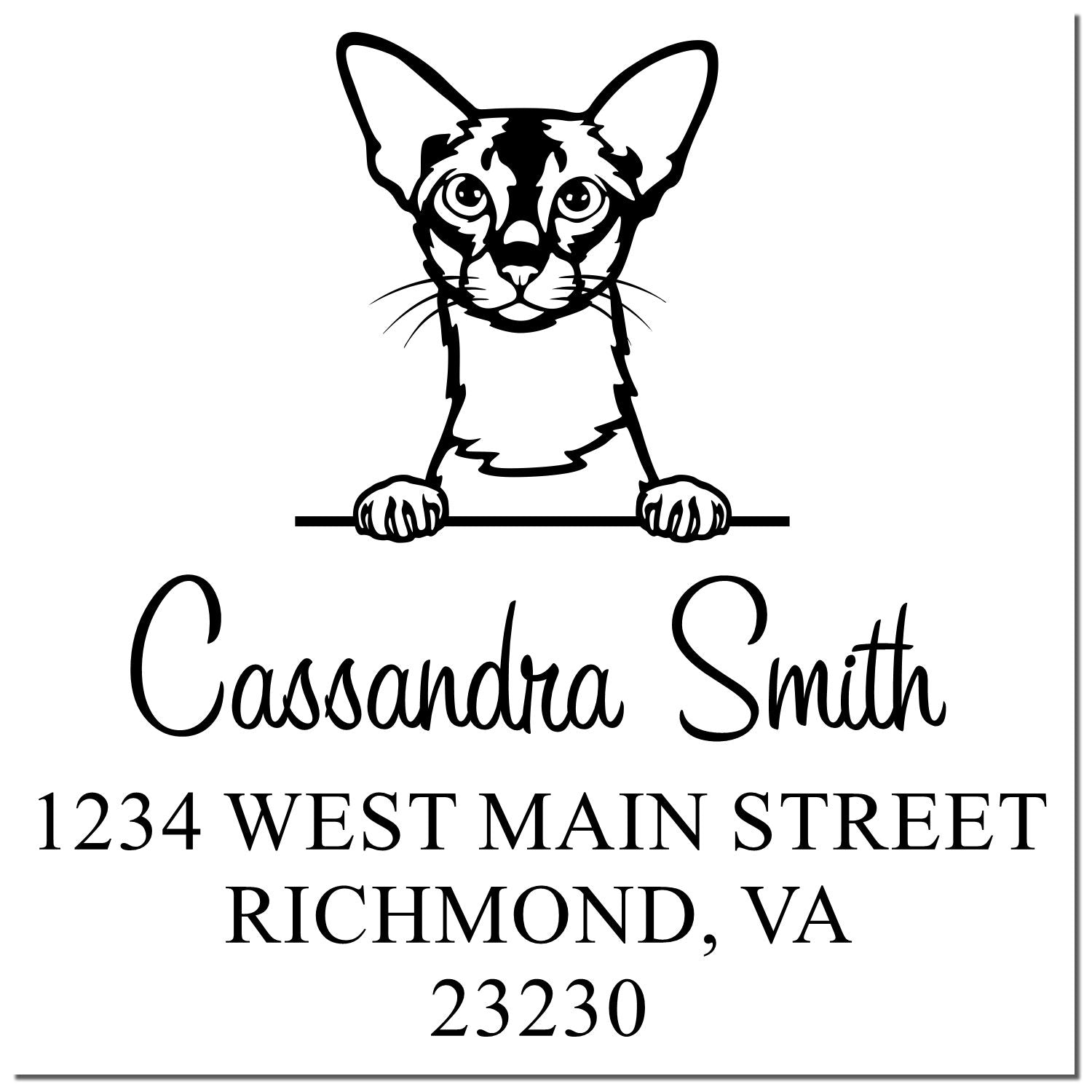 Self-Inking Colorpoint Shorthair Cat Customized Address Label Stamp - Engineer Seal Stamps