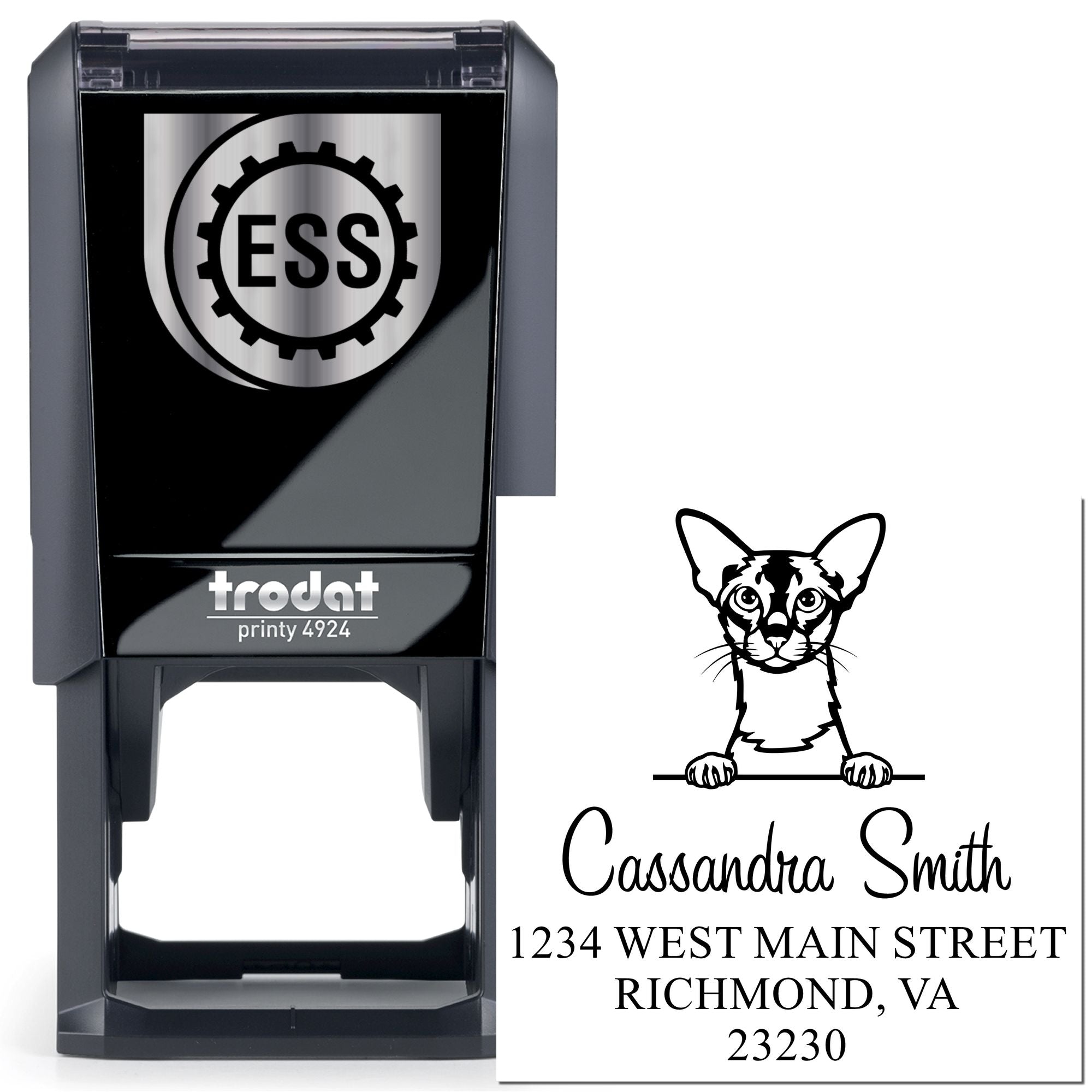 Self-Inking Colorpoint Shorthair Cat Customized Address Label Stamp - Engineer Seal Stamps