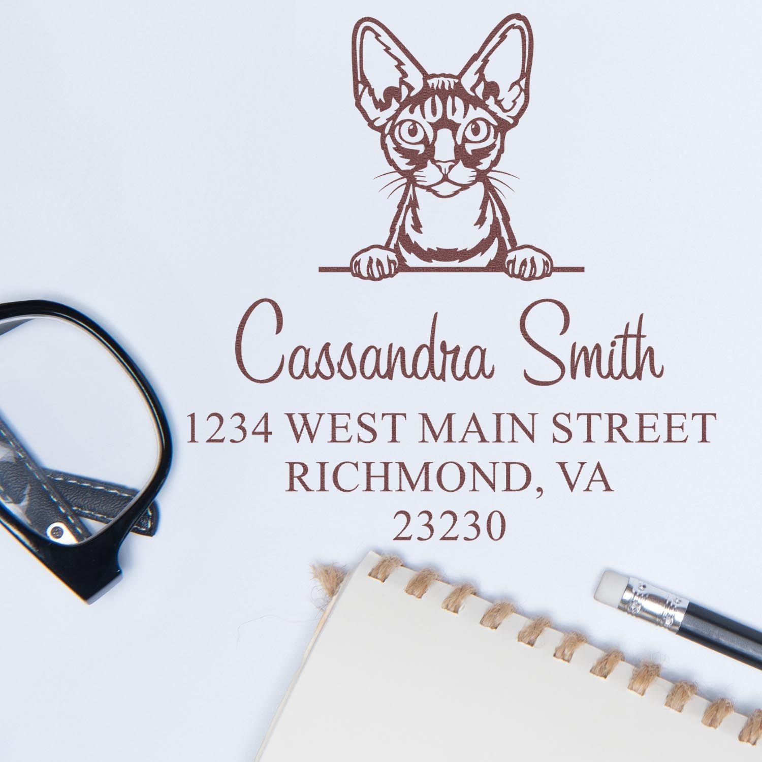 Devon Rex Cat Address Stamp - Engineer Seal Stamps