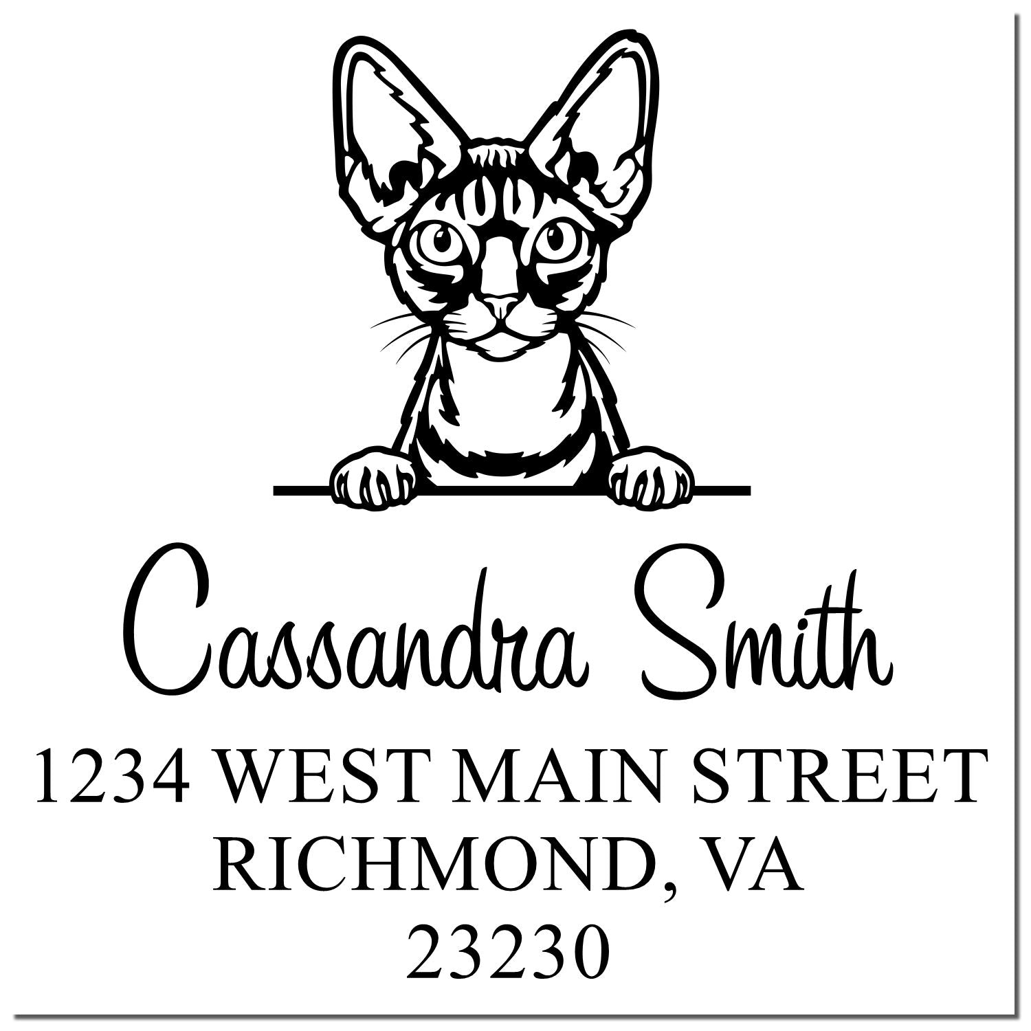 Devon Rex Cat Address Stamp - Engineer Seal Stamps