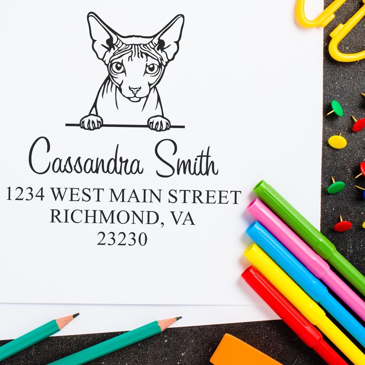 Don Sphynx Cat Address Stamps Personalized Stamp - Engineer Seal Stamps