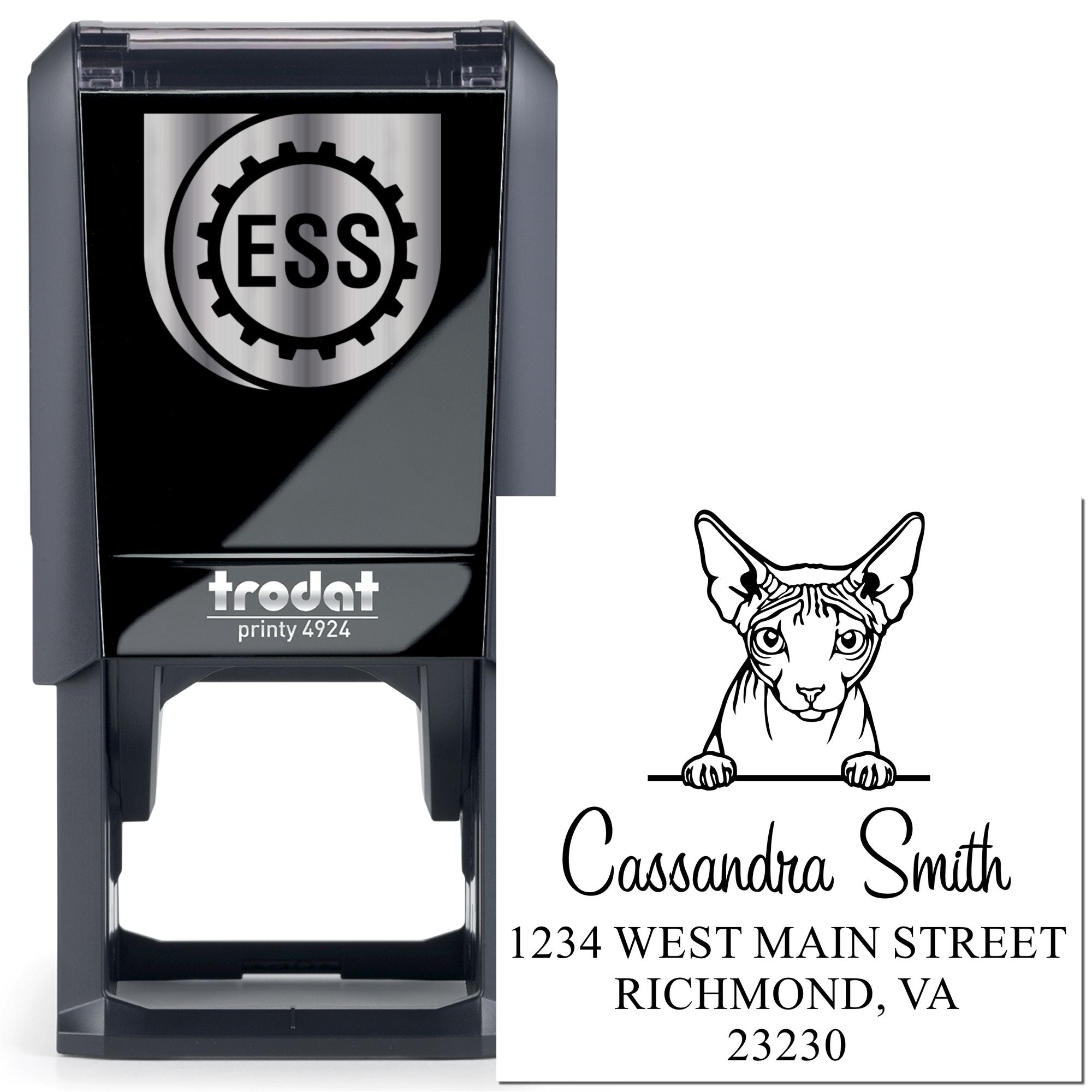 Self-Inking Don Sphynx Cat Customized Address Stamps 3 Lines Stamp - Engineer Seal Stamps
