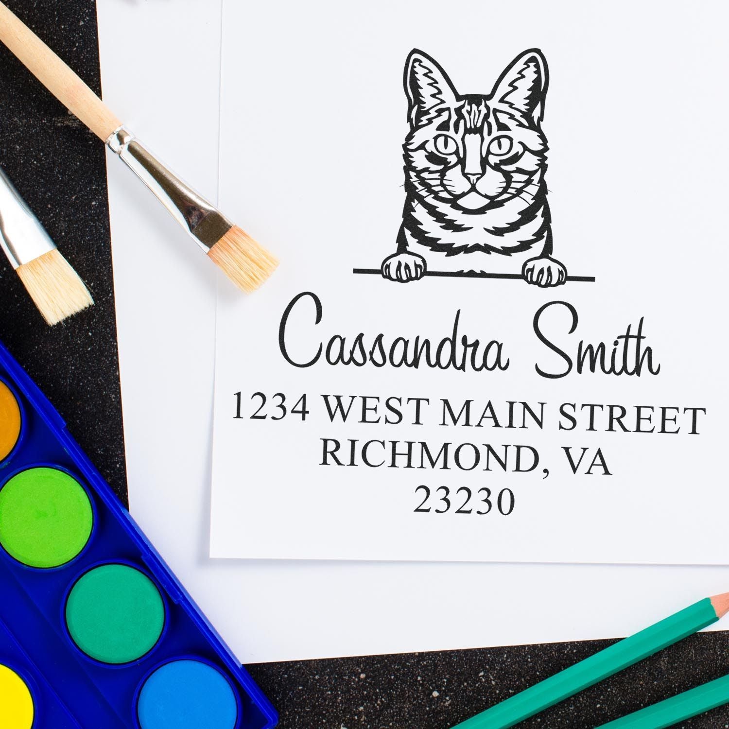 Dragon Li Cat Return Address Stamp - Engineer Seal Stamps