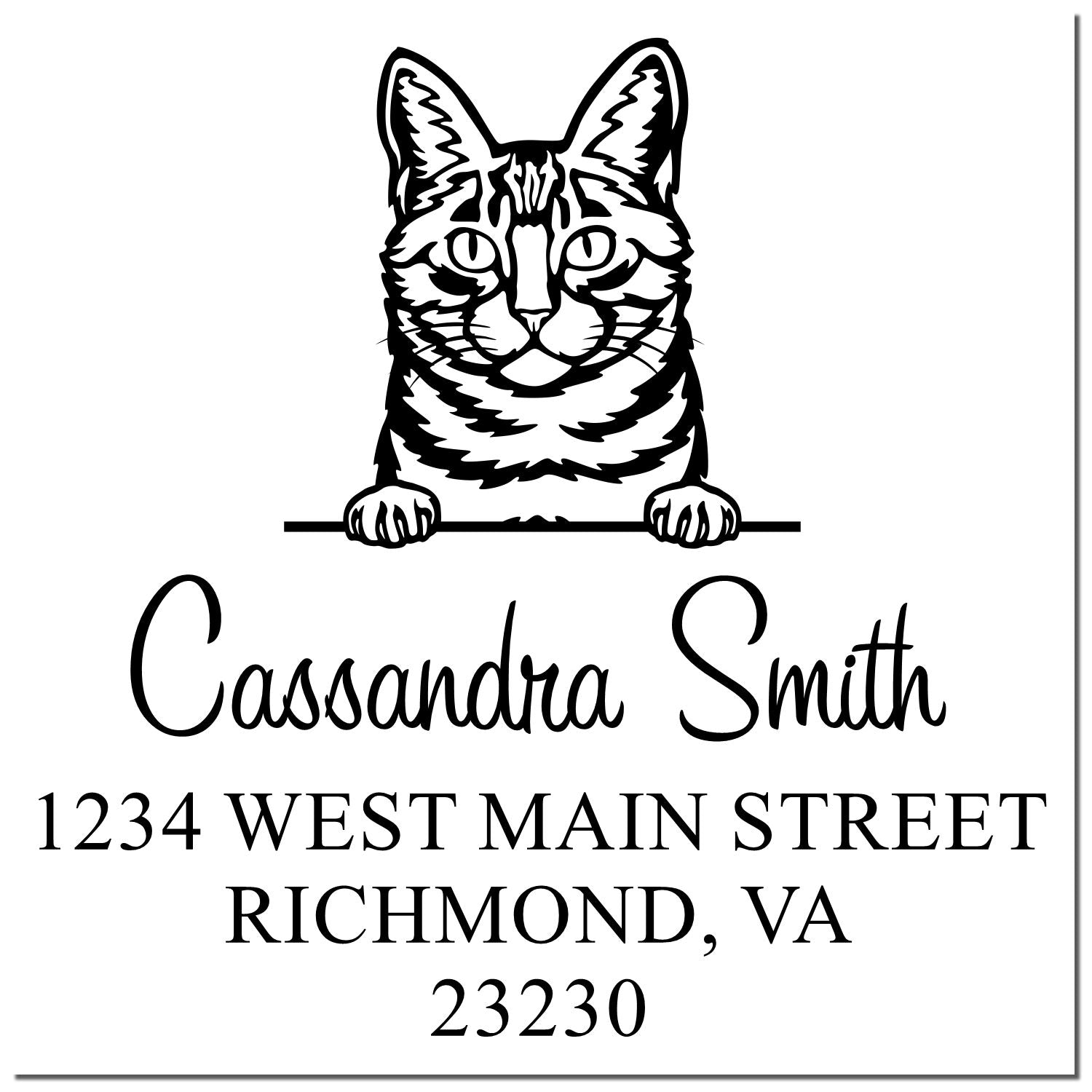 Pre-Inked Dragon Li Cat Personalized Small Return Address Stamp - Engineer Seal Stamps