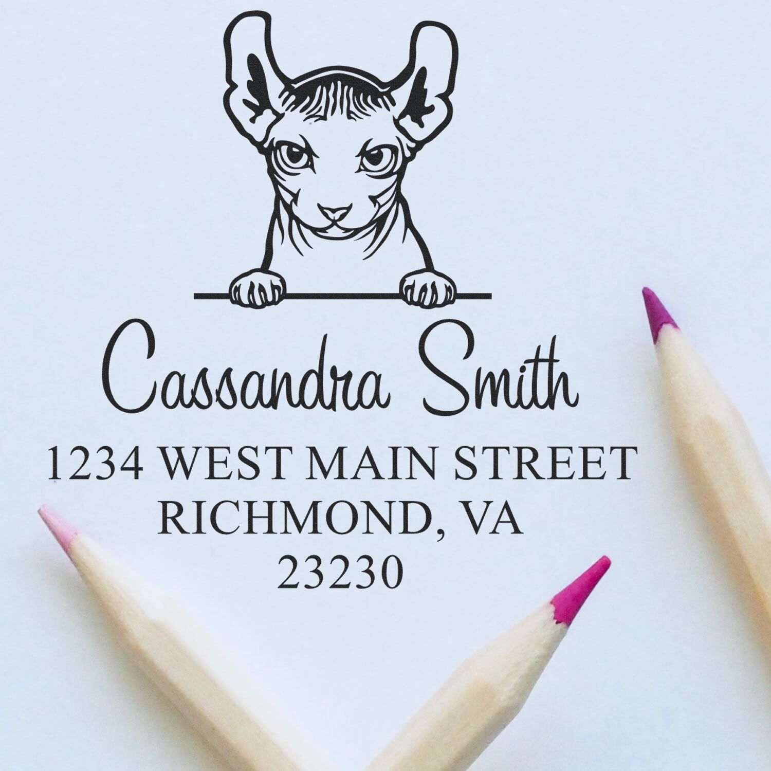 Self-Inking Dwelf Cat Customized Address Stamp - Engineer Seal Stamps